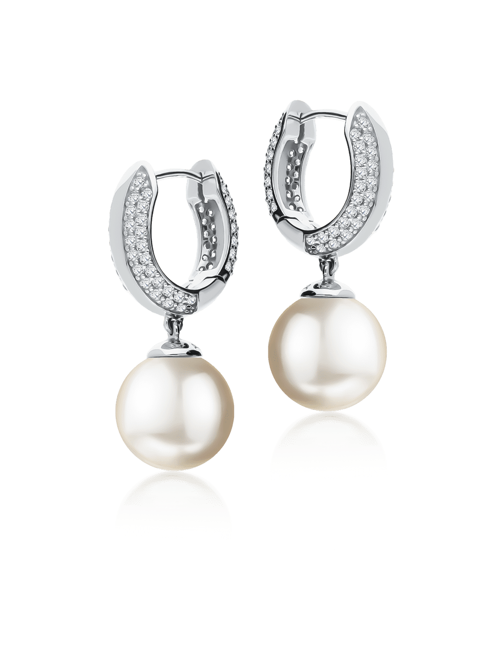 Creolen Silber rhodiniert mit Perle 12mm