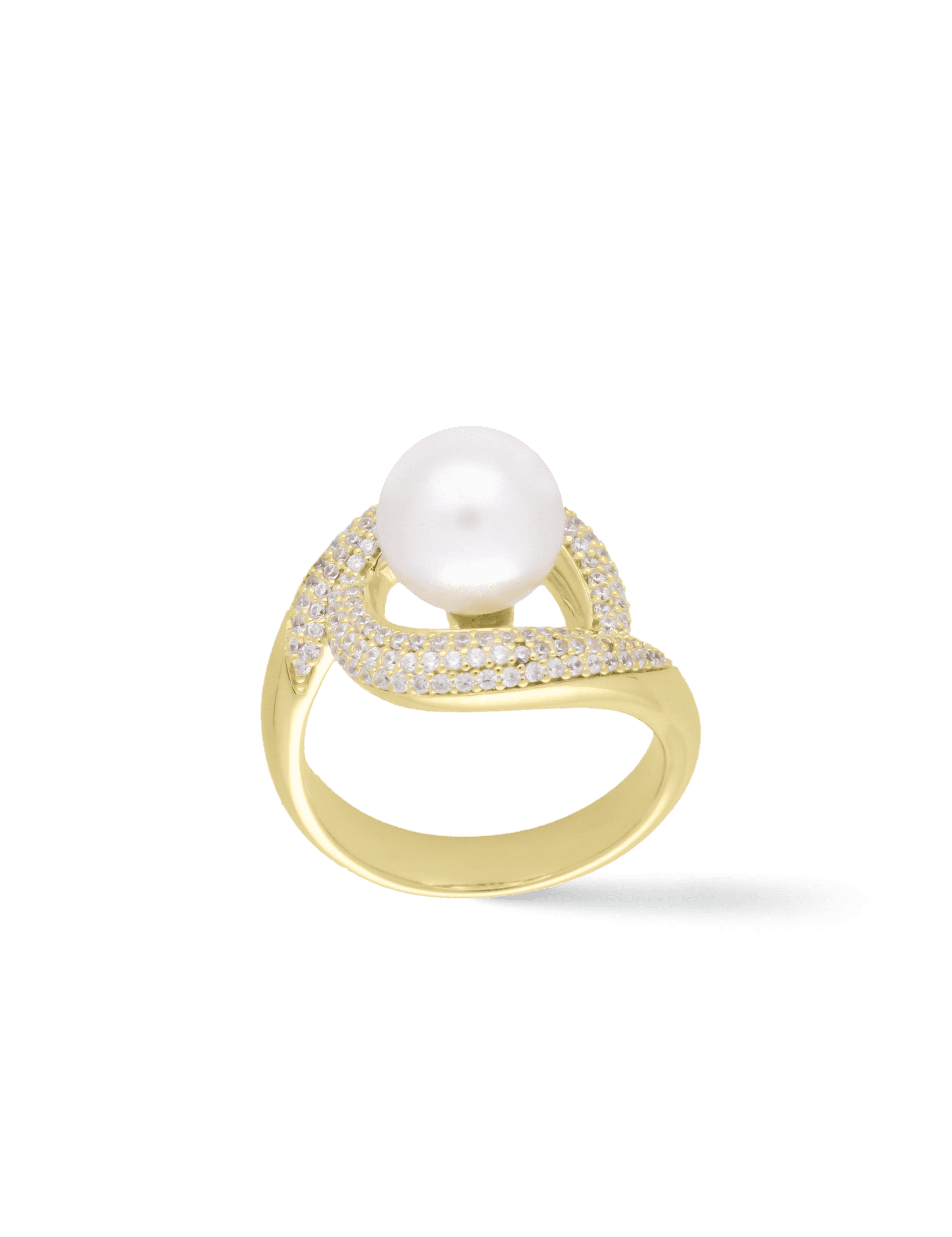 Ring, 925/- Silber goldplattiert mit Perle 9mm