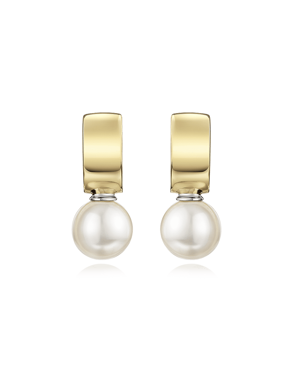 Creolen 925/- Silber Bi-Color mit Perle 10mm