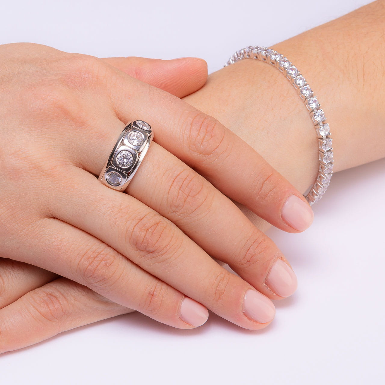 Tennisarmband Silber rhodiniert