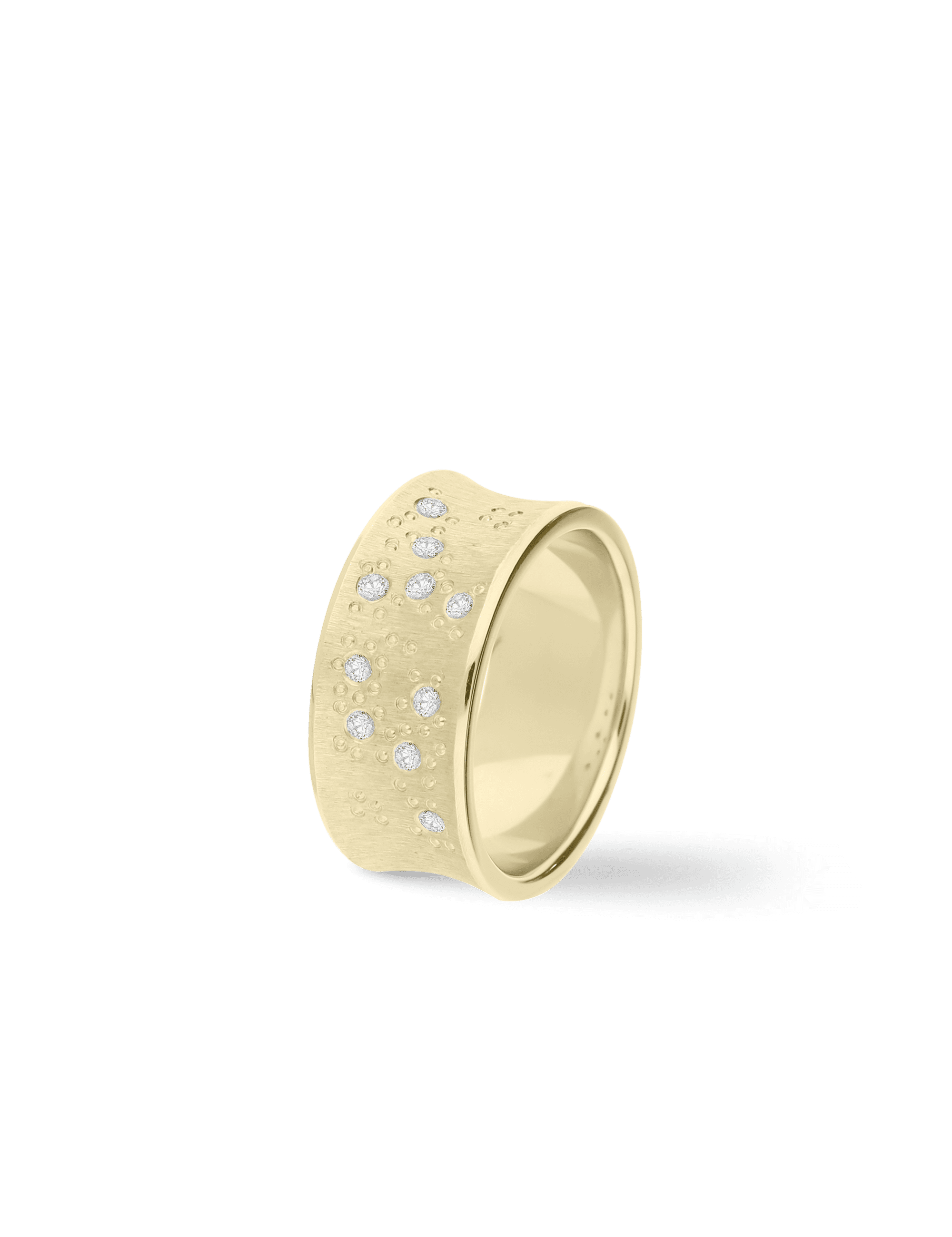 Premium Ring mattgebürstet, Gelbgold mit Diamanten 0,20 Karat
