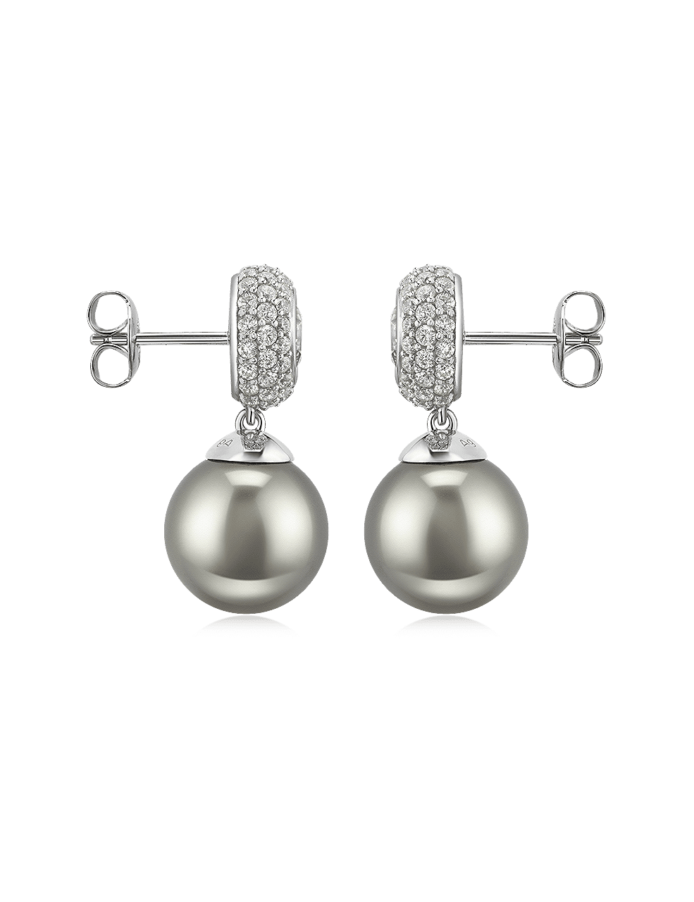 Ohrstecker 925/- Silber rhodiniert mit Perle grün