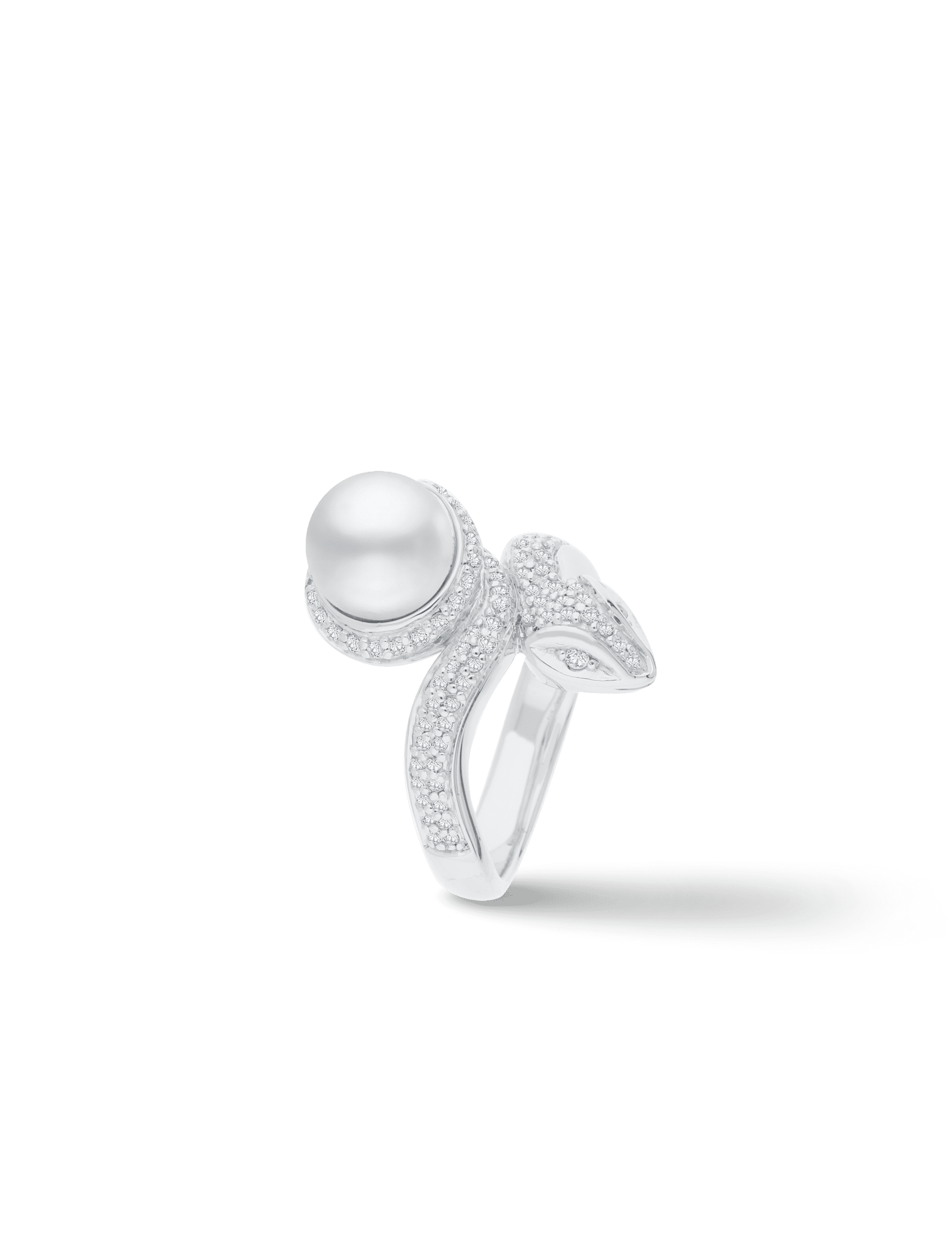 Ring Schlange, 925/- Silber rhodiniert mit Perle 9mm