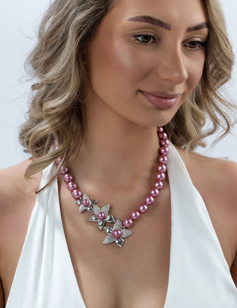Collier "Blüten" 47cm mit Karabiner