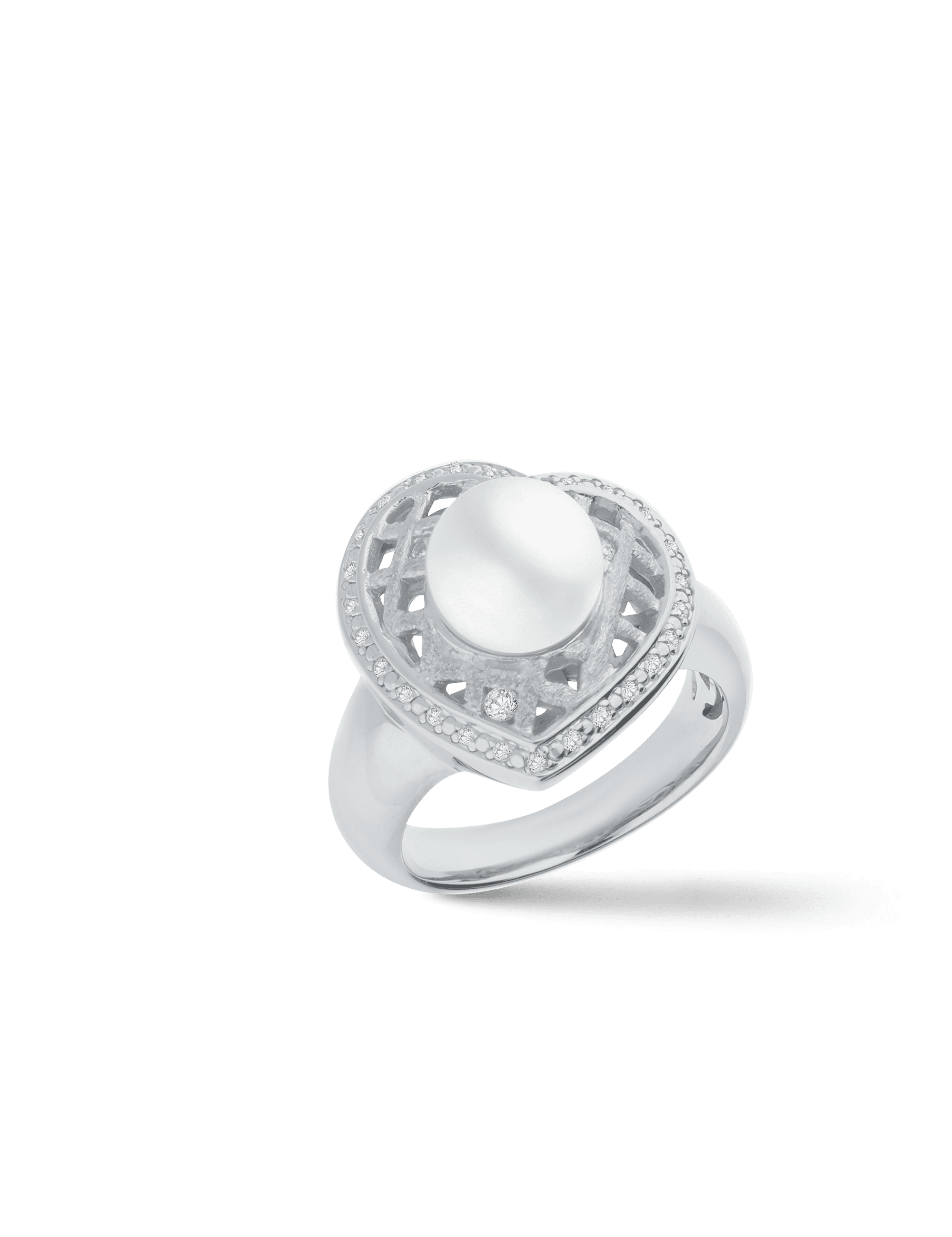 Ring Herz, 925/- Silber mit Perle 9mm