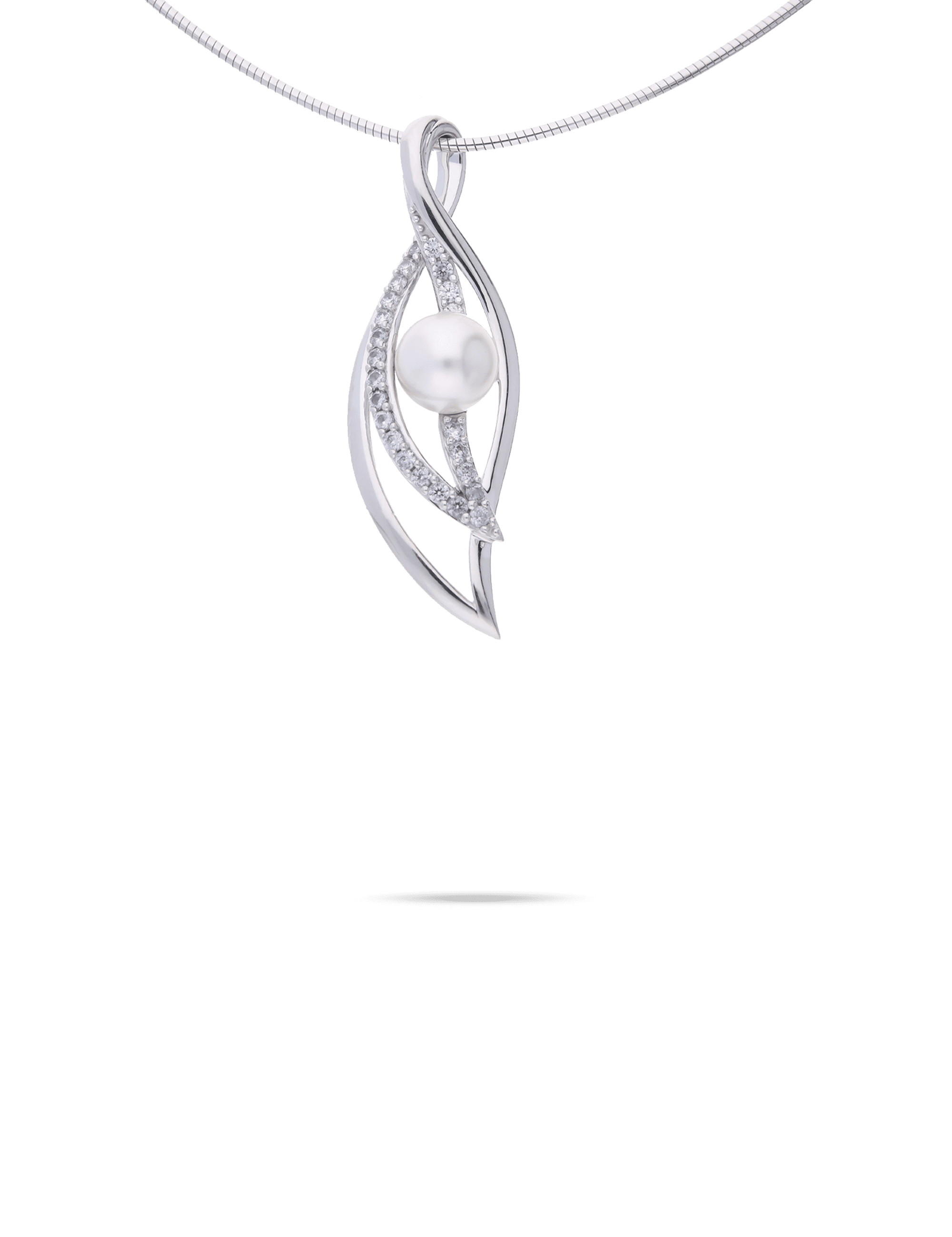 Anhänger, 925/- Silber rhodiniert mit Perle 10mm