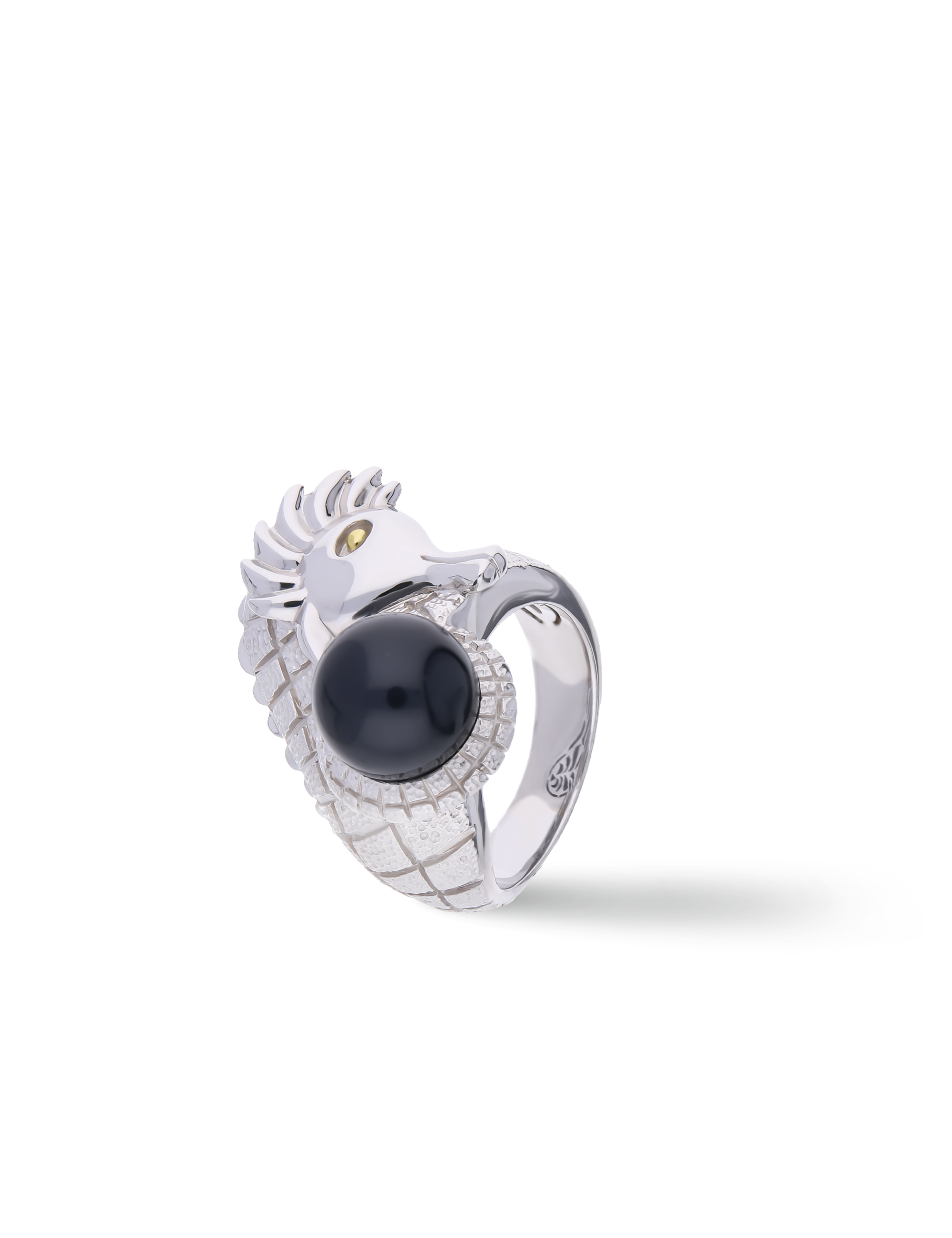Ring Seepferd, 925/- Silber mit Perle