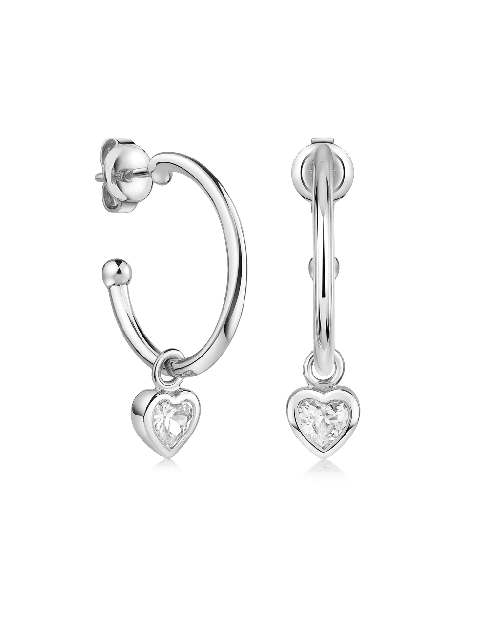 Creolen mit Herzeinhänger 925/- Silber rhodiniert