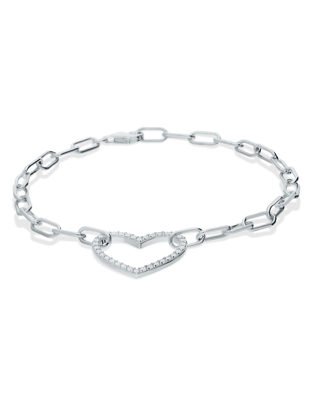 Armband 925/- Silber rhodiniert mit Zirkonia-Herz