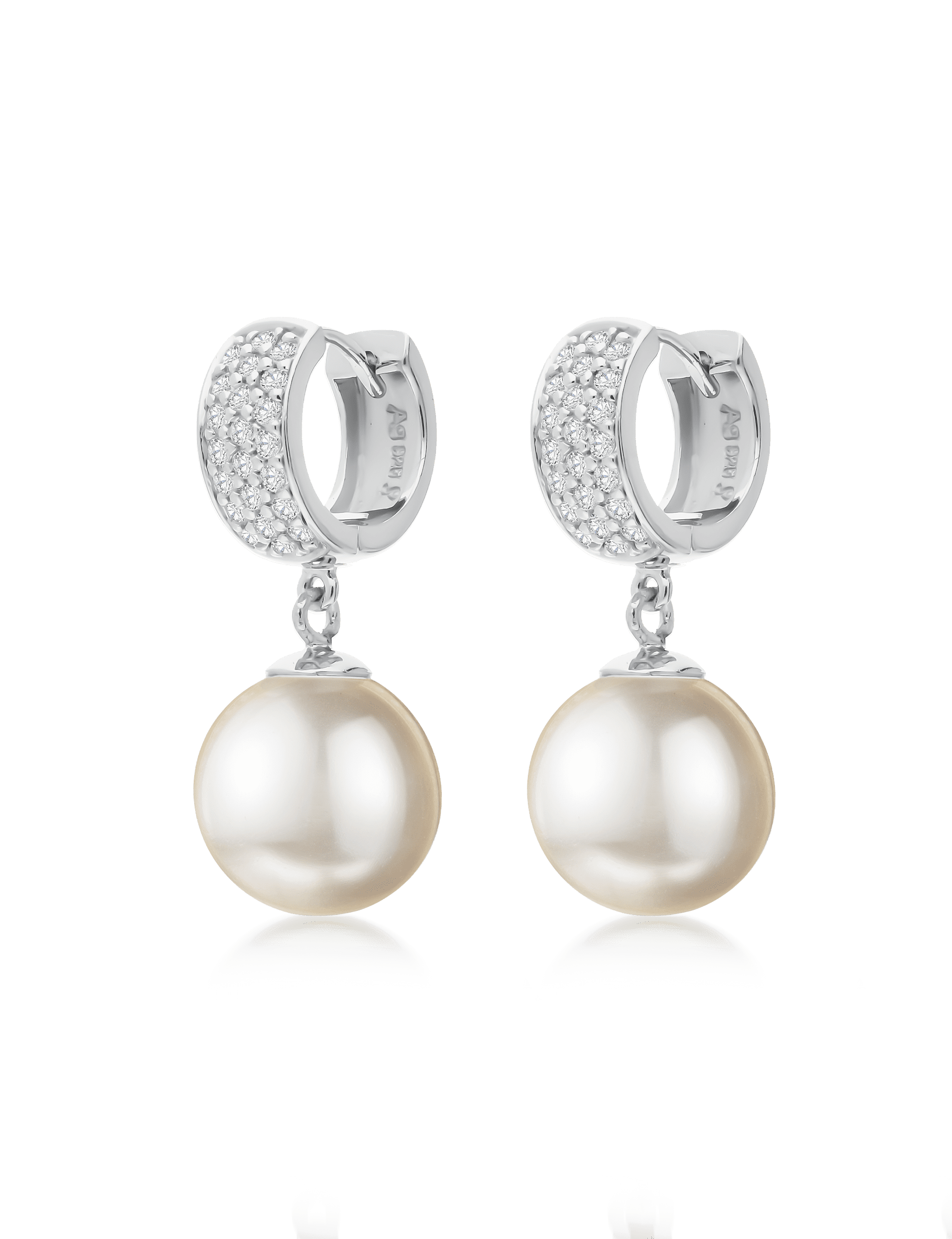 Creolen, 925/- Silber rhodiniert mit Zirkonia