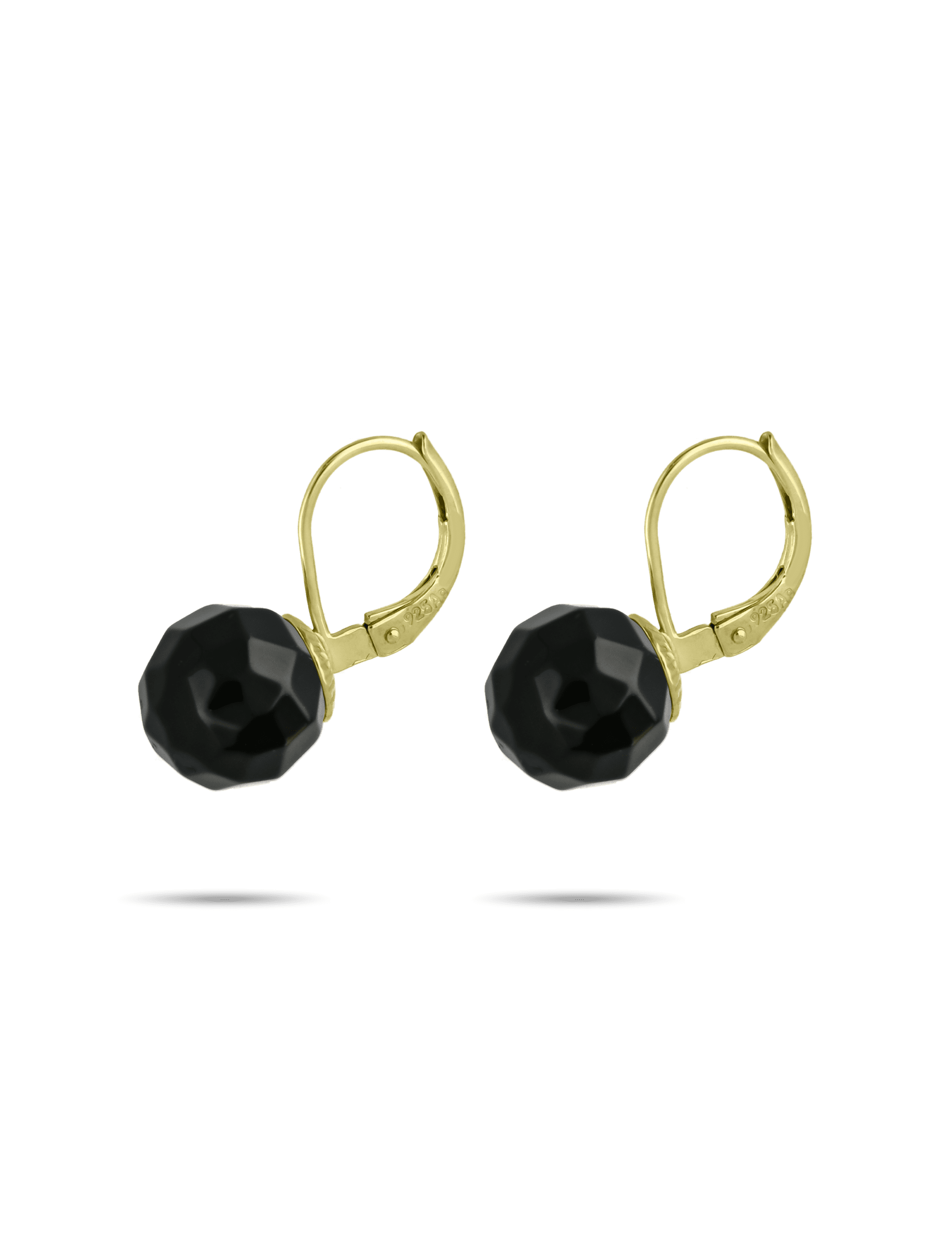 Ohrboutton, 925/- Silber goldplattiert mit Achat Onyx