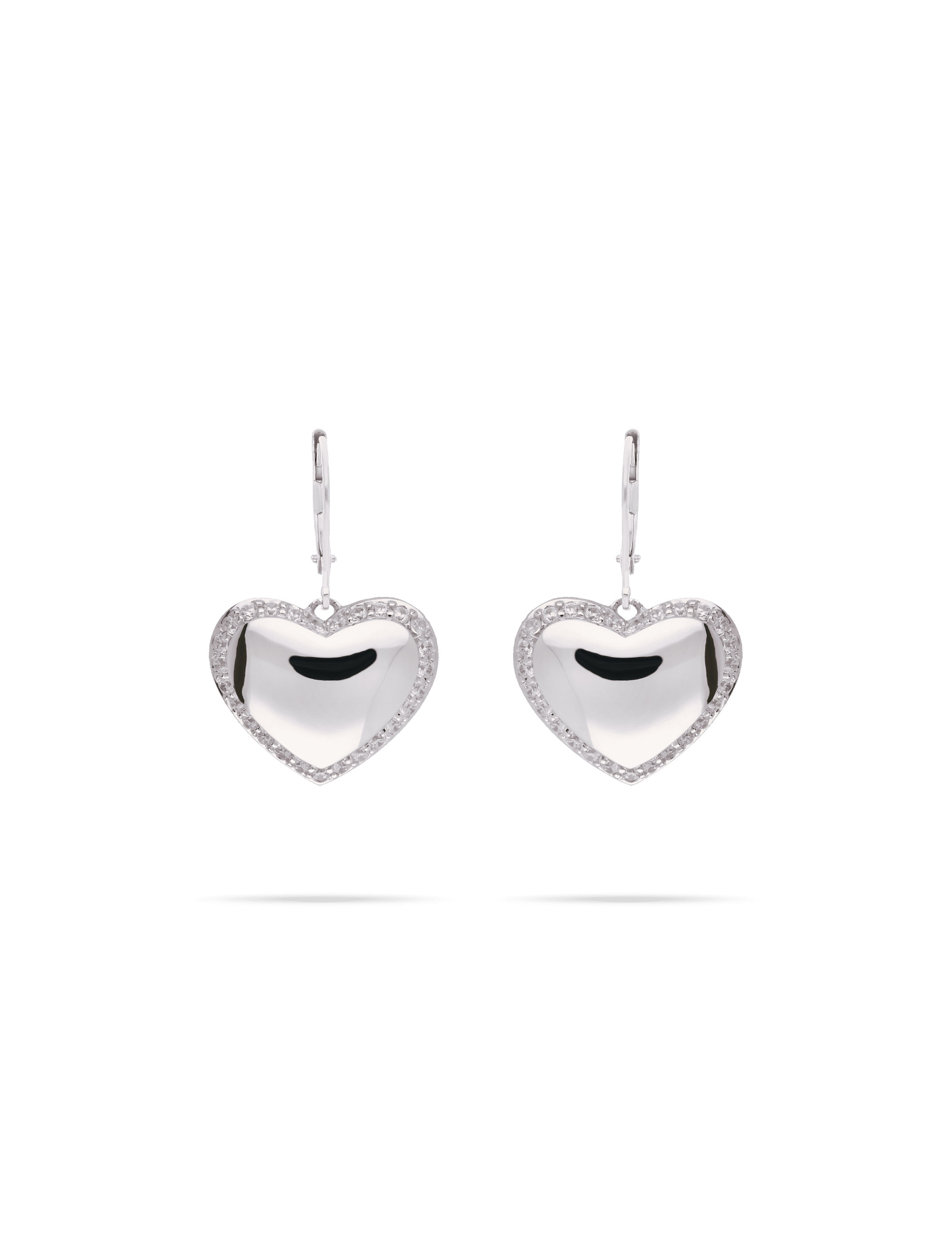 Ohrhänger Herz, 925/- Silber rhodiniert mit Zirkonia