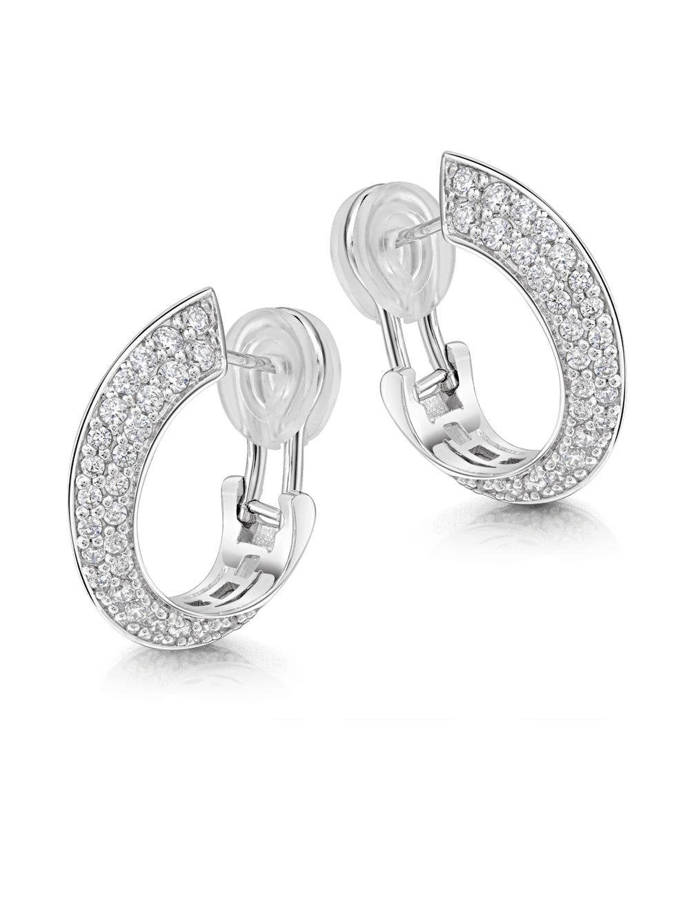 Clip-Stecker 925/- Silber rhodiniert mit Zirkonia
