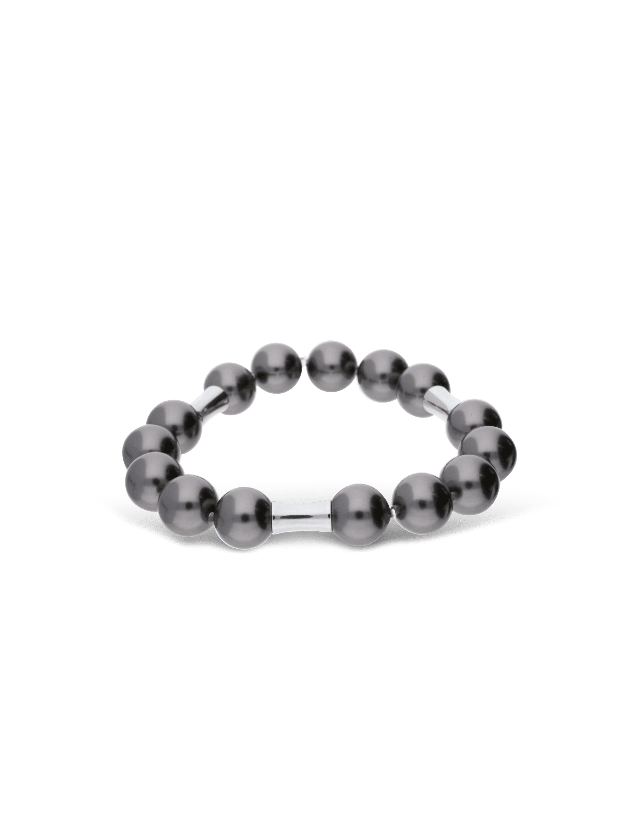 Perlarmband flexibel 10mm mit Silberelementen