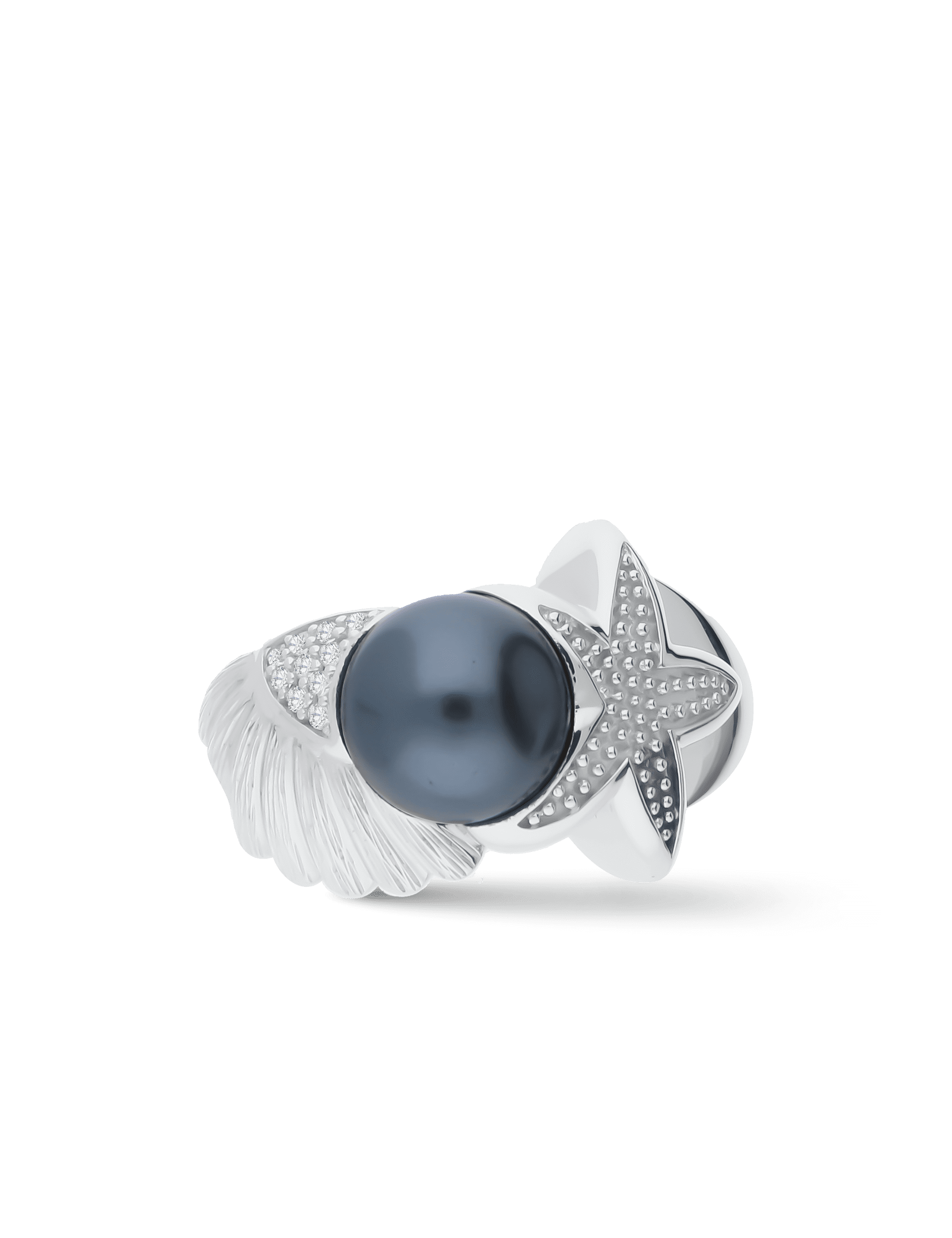 Ring, 925/- Silber rhodiniert mit Perle 9mm
