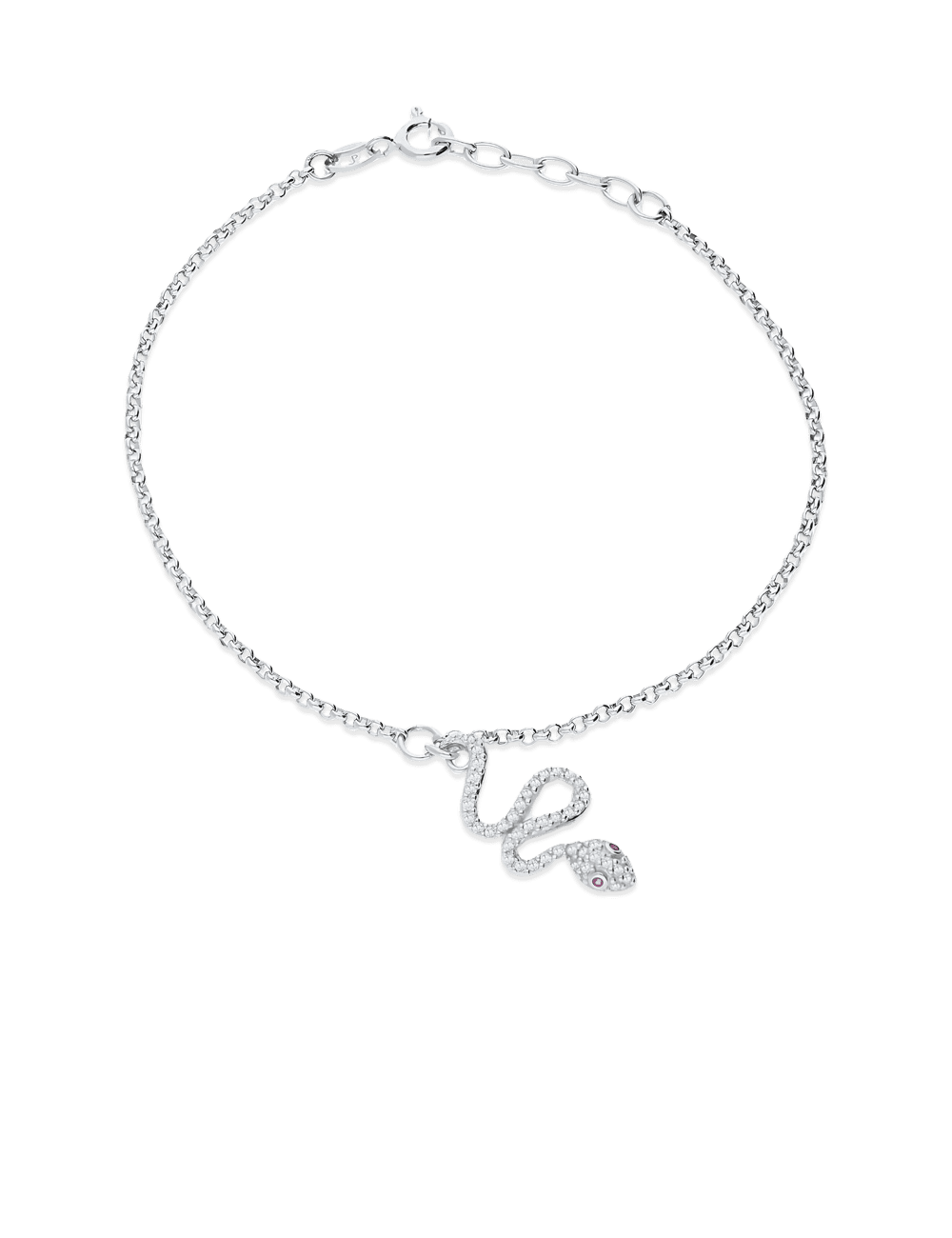 Armband - Fußkette rhodiniert "Schlange" 17+3 cm