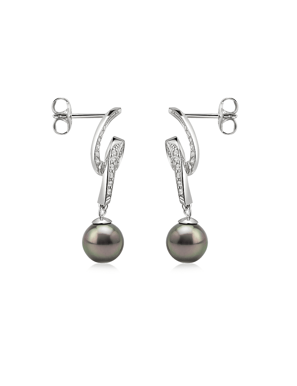 Ohrstecker 925/- Silber rhodiniert mit Perle peacock