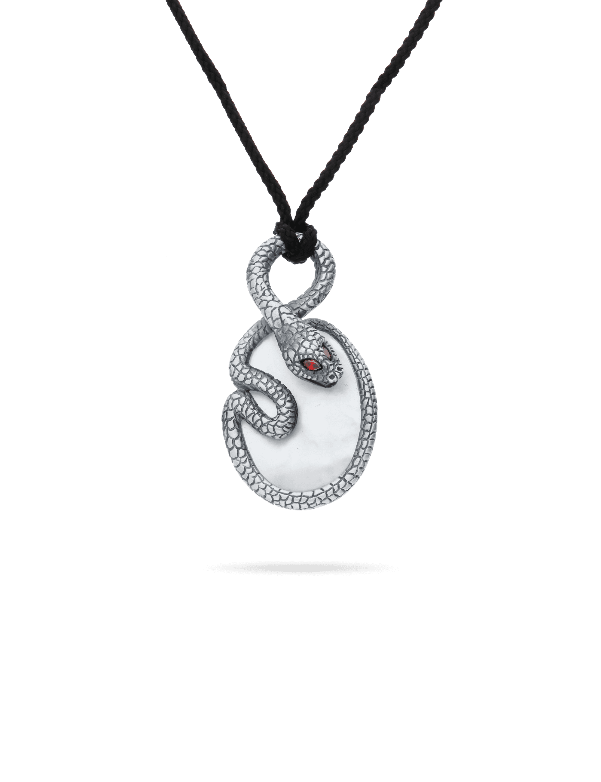 Stoffkordel mit Schlangenanhänger, 925/- Silber