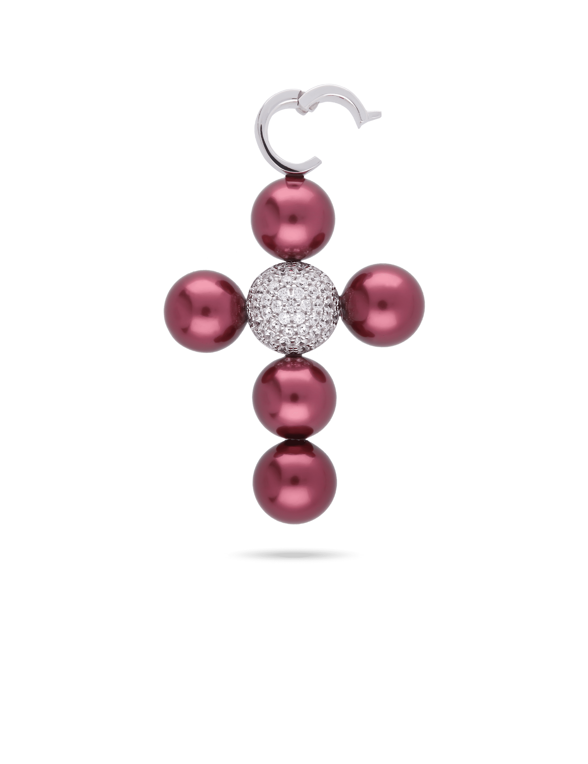 Anhänger Kreuz, 925/- Silber rhodiniert mit Perlen und Zirkonia