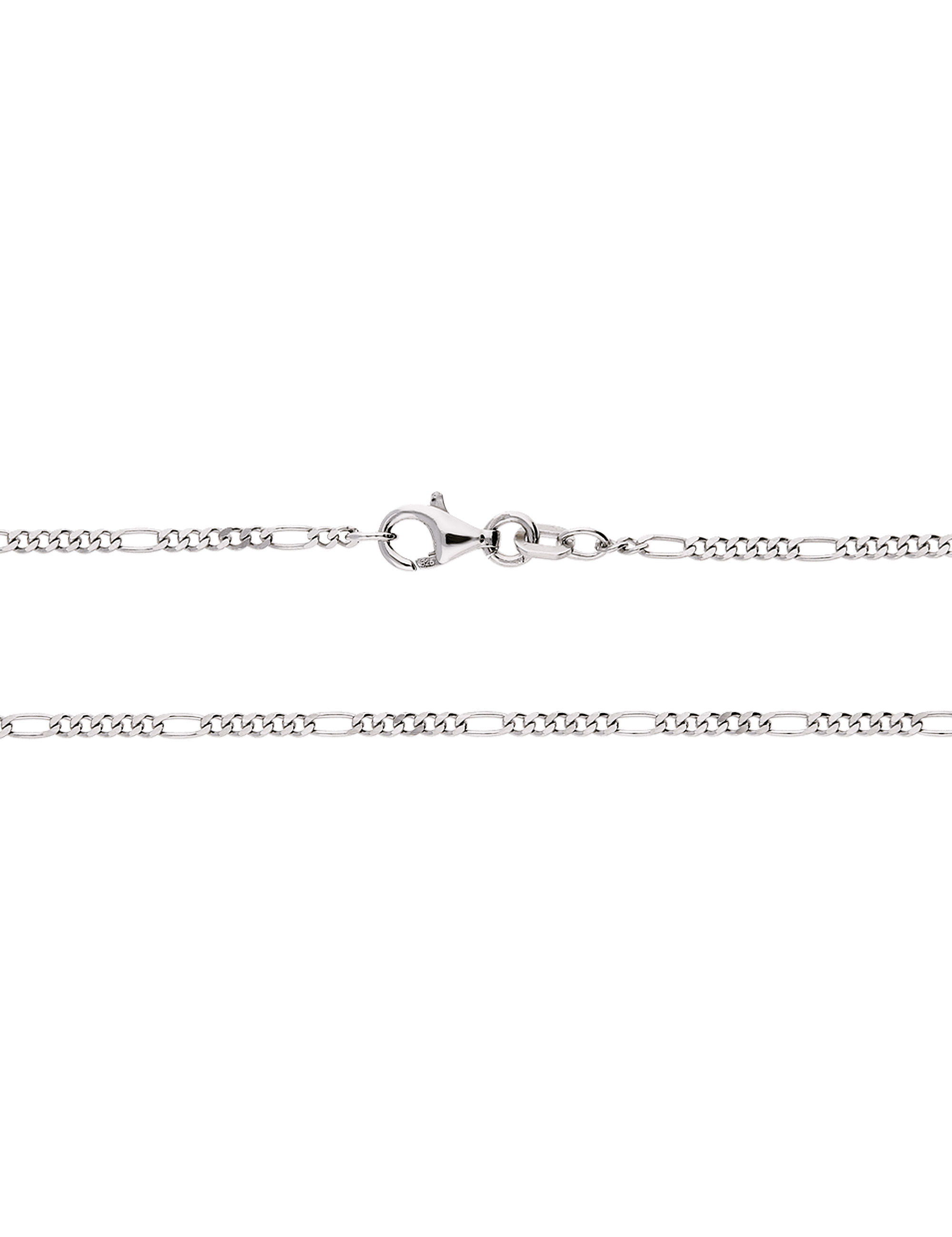 Silberkette Figaro rhodiniert diamantiert 60cm 