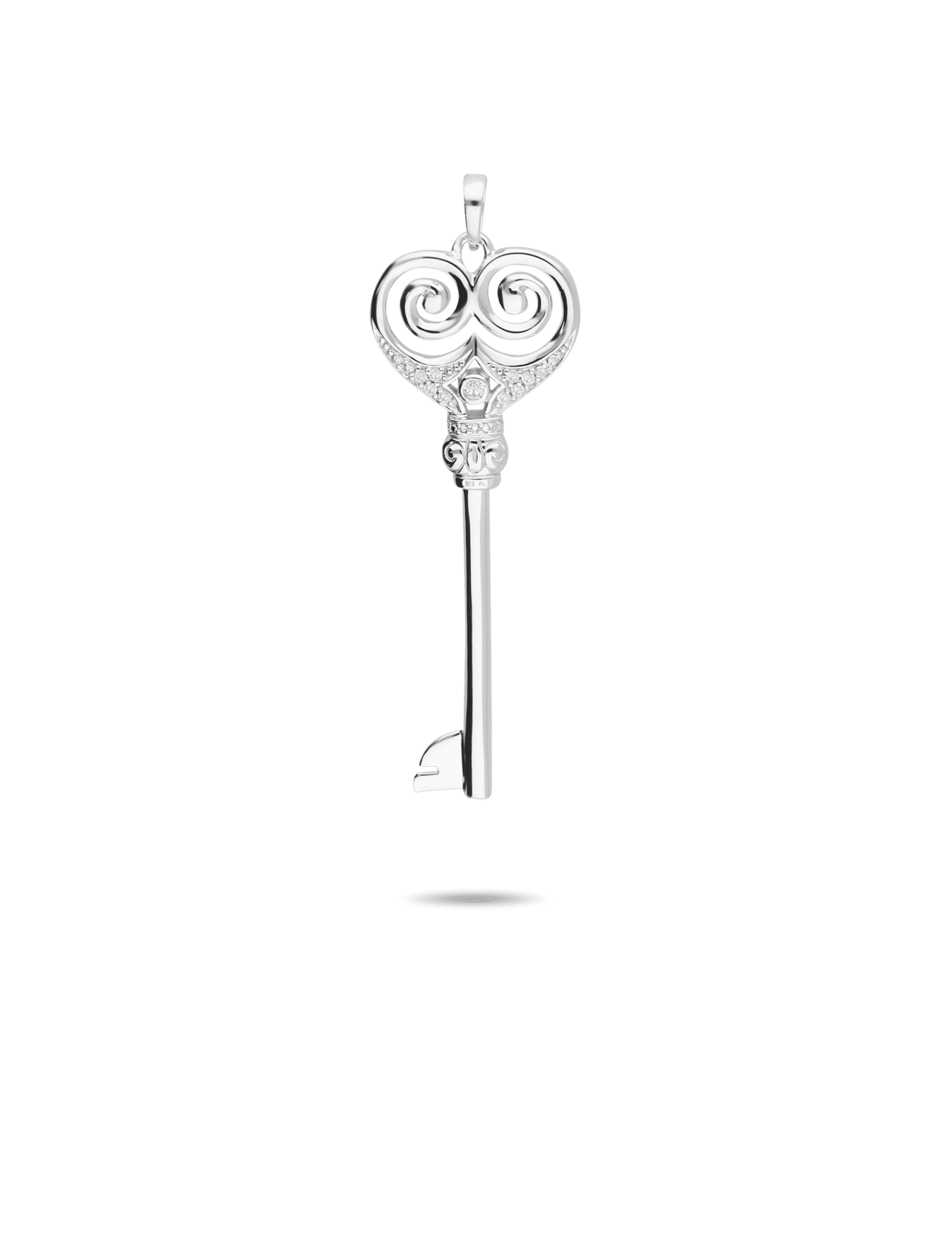 Modern Anhänger Schlüssel, 925/- Silber mit Zirkonia