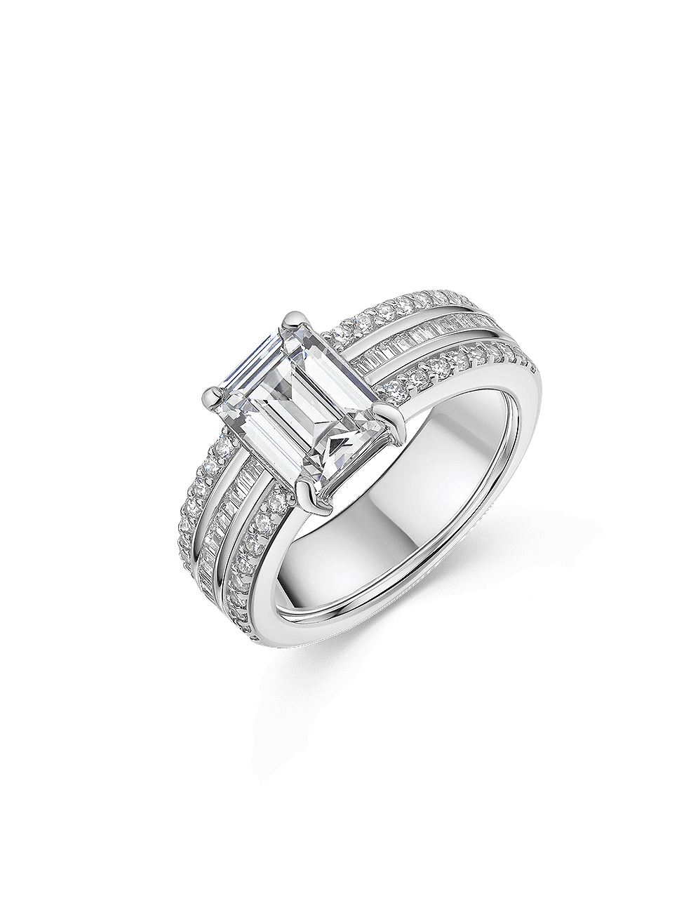 Ring 925/- Silber rhodiniert mit Zirkonia