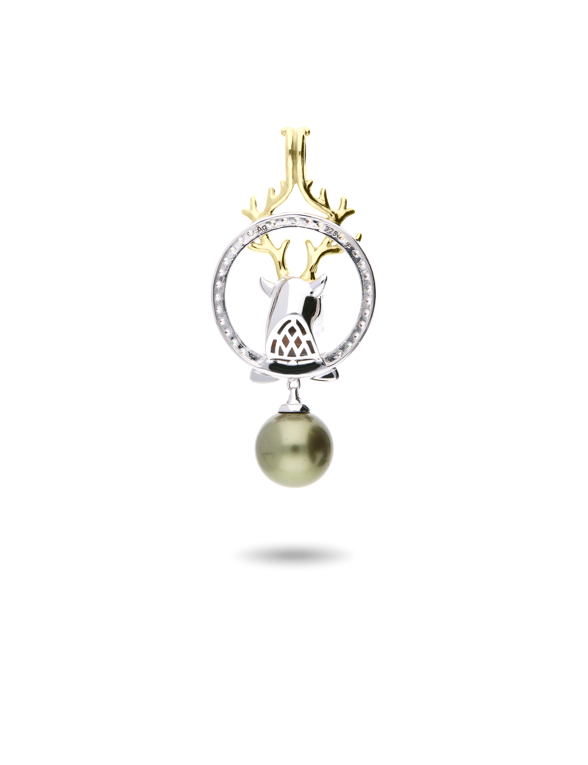 Anhänger Hirsch, 925/- Silber mit Perle