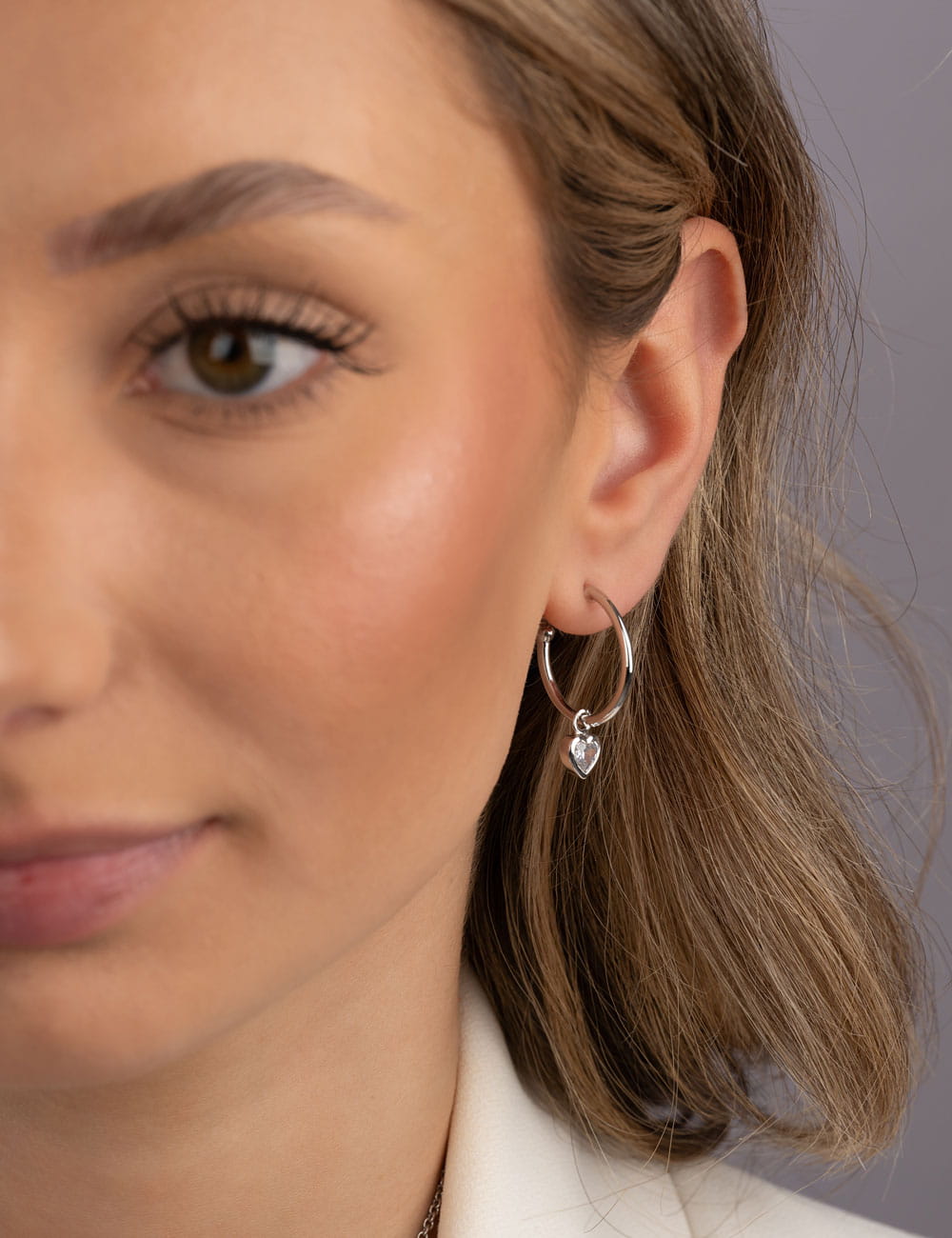 Creolen mit Herzeinhänger 925/- Silber rhodiniert