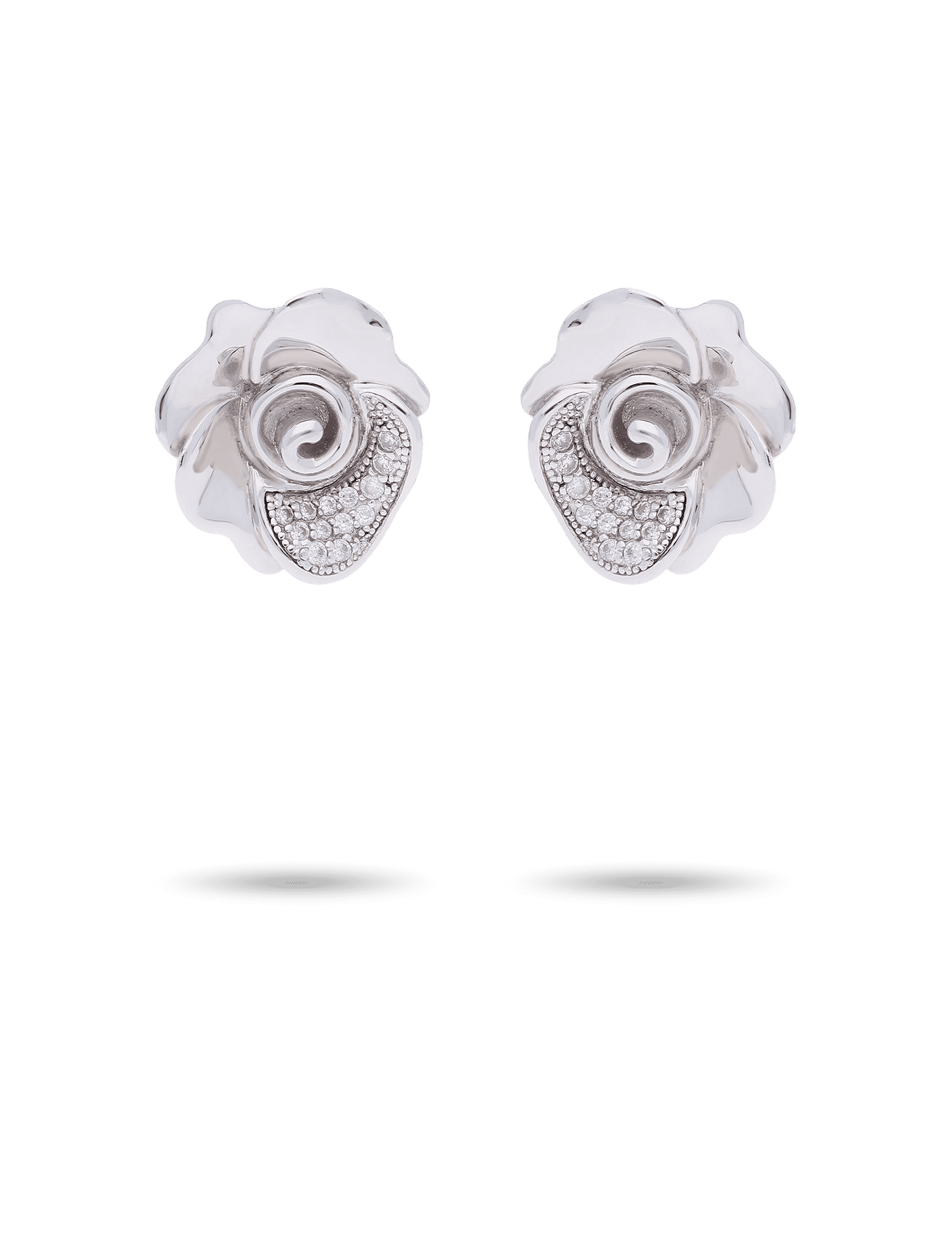 Ohrstecker Rose, 925/- Silber rhodiniert mit Zirkonia