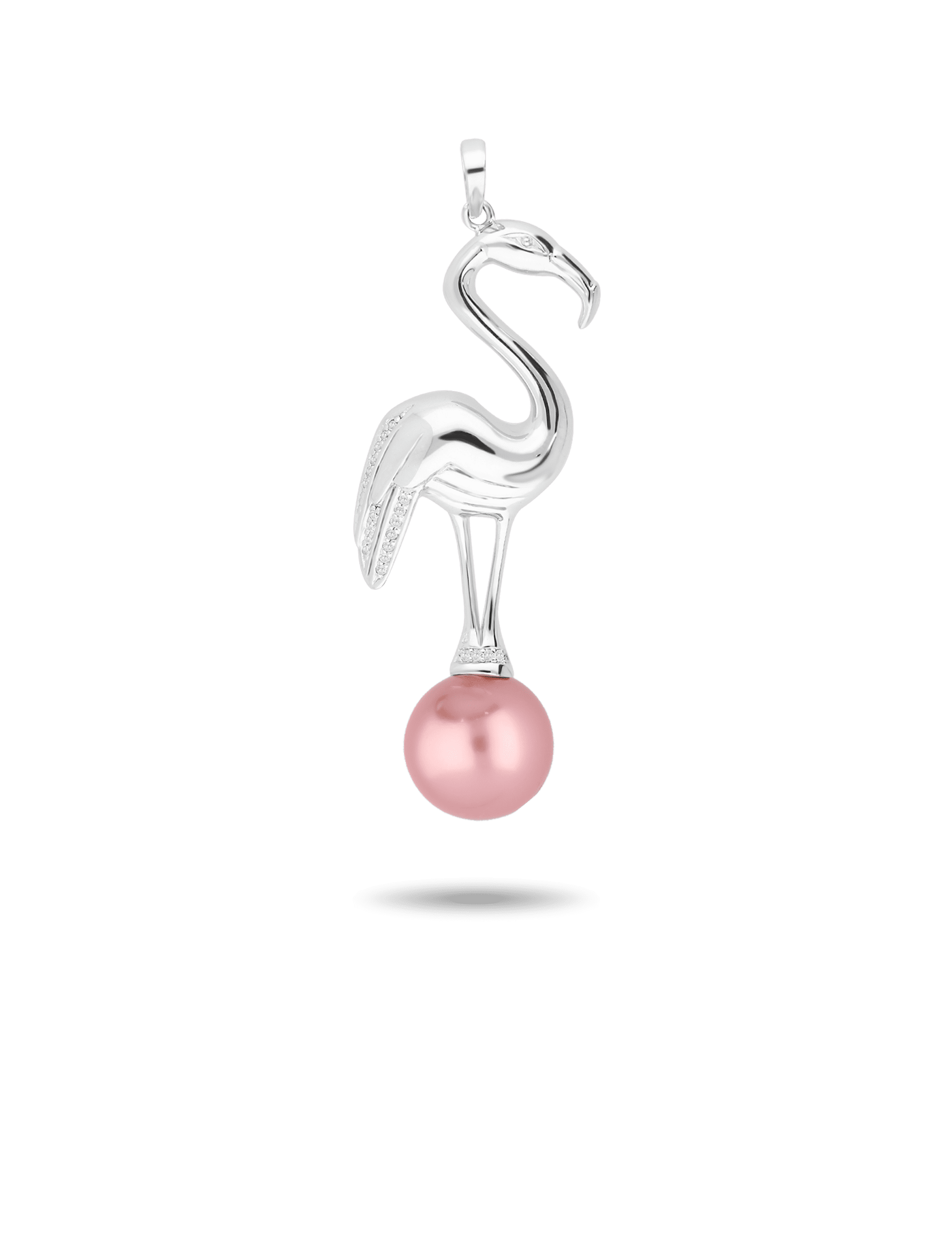 Paradise Anhänger Flamingo, 925/- Silber mit Perle 16mm