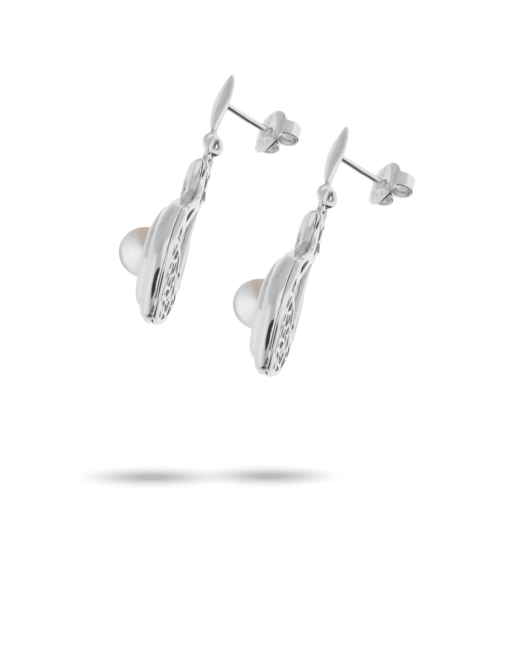 Ohrhänger, Silber rhodiniert mit Perle 6mm