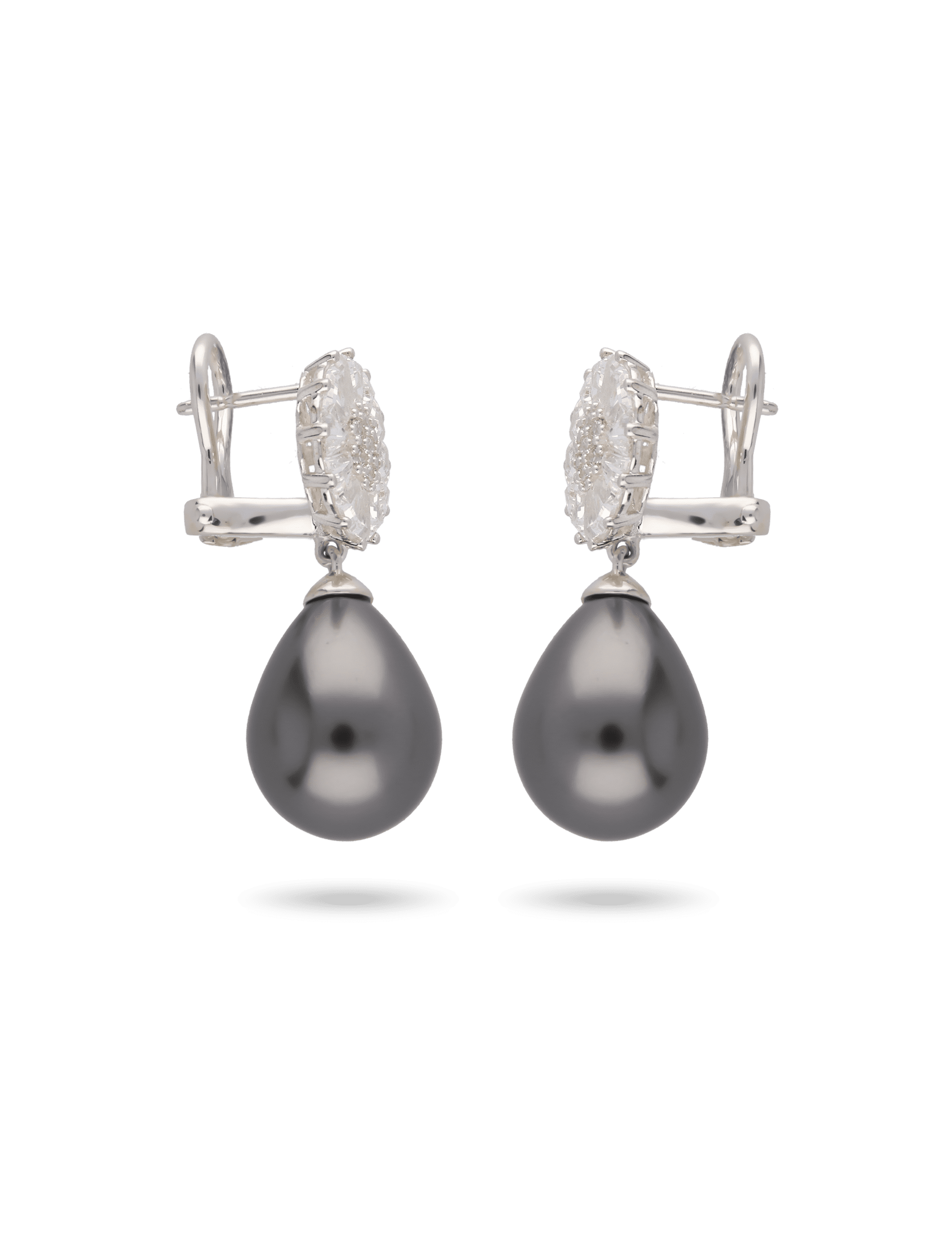 Ohrstecker, 925/- Silber rhodiniert mit Perle 12x15mm
