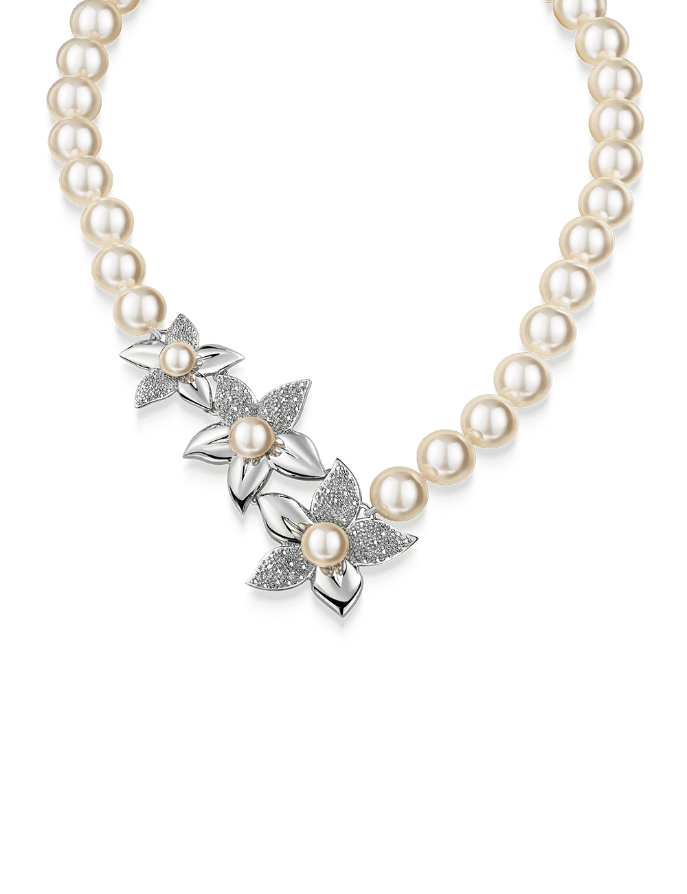 Collier "Blüten" weiß 47cm mit Karabiner