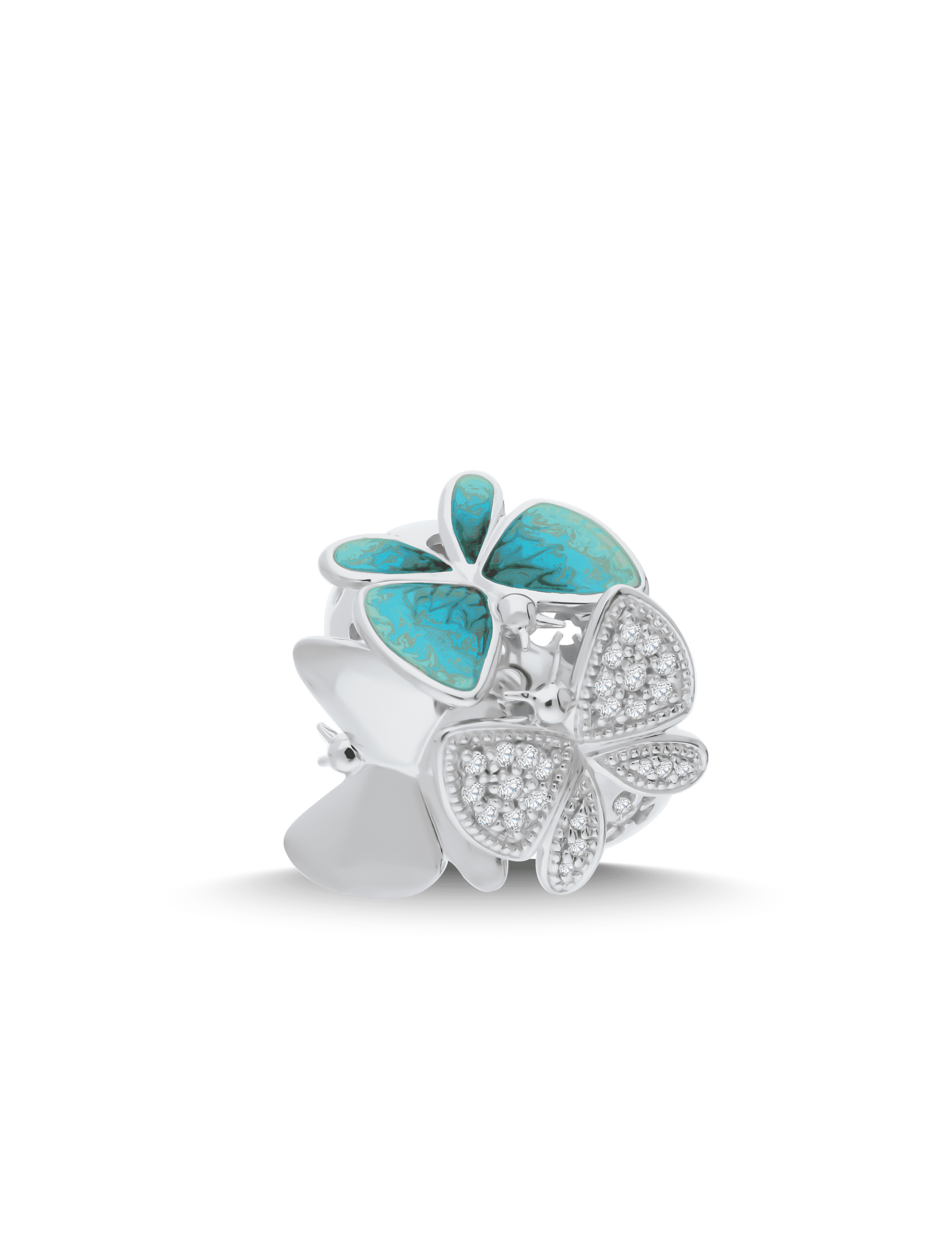 Ring Schmetterling, 925/- Silber rhodiniert türkis