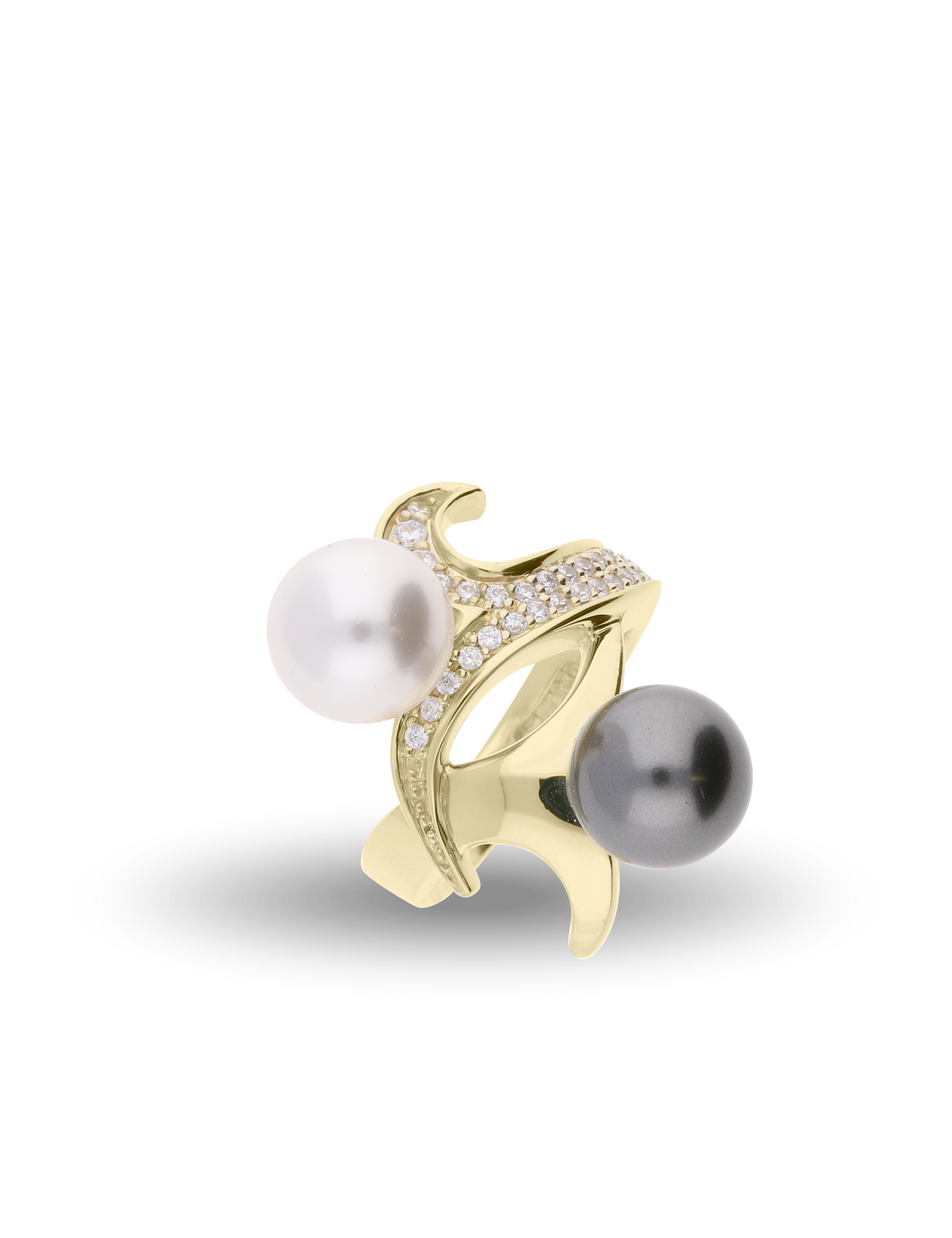 Ring, 925/- Silber goldplattiert mit Perlen