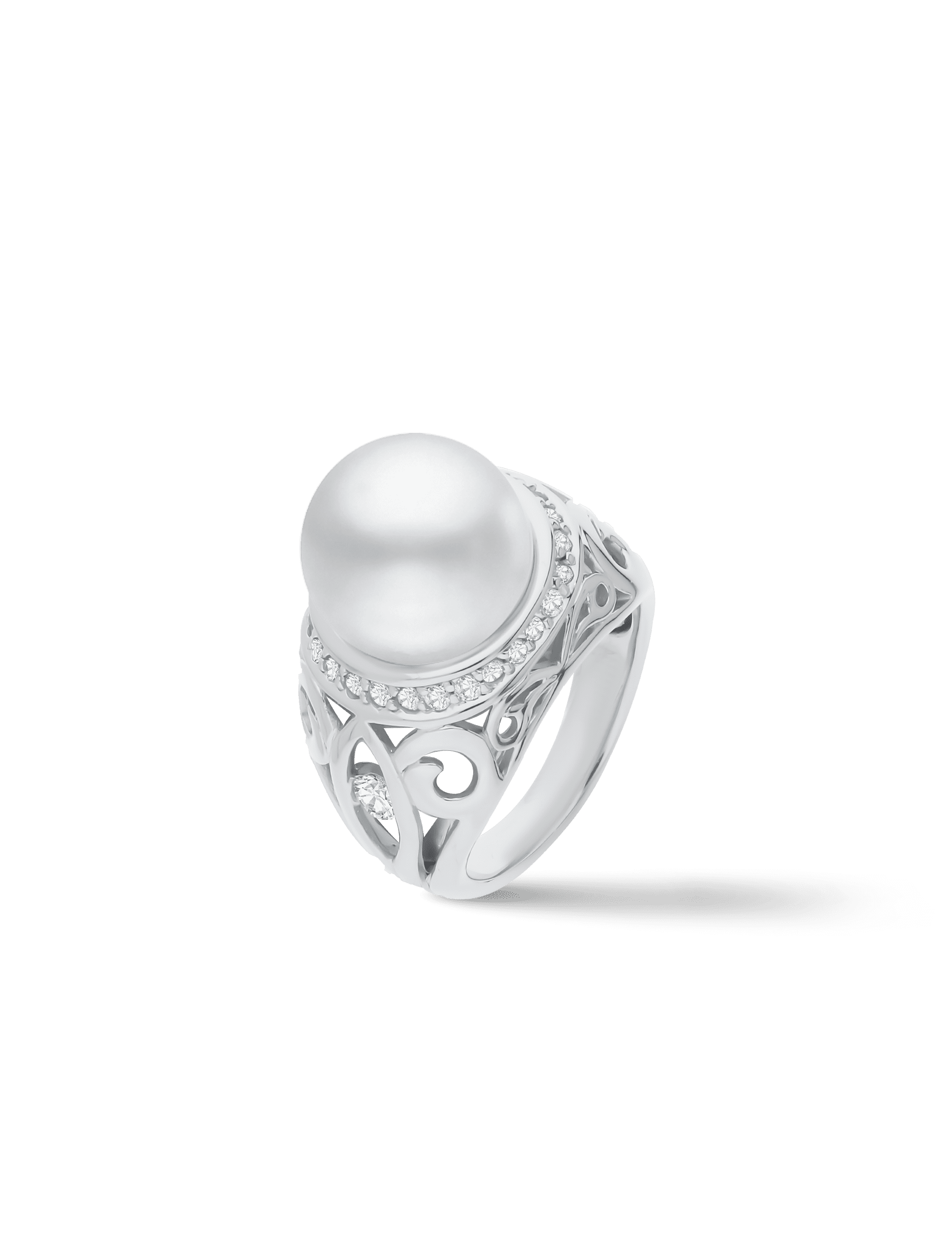 Ring, 925/- Silber rhodiniert mit Perle 12mm