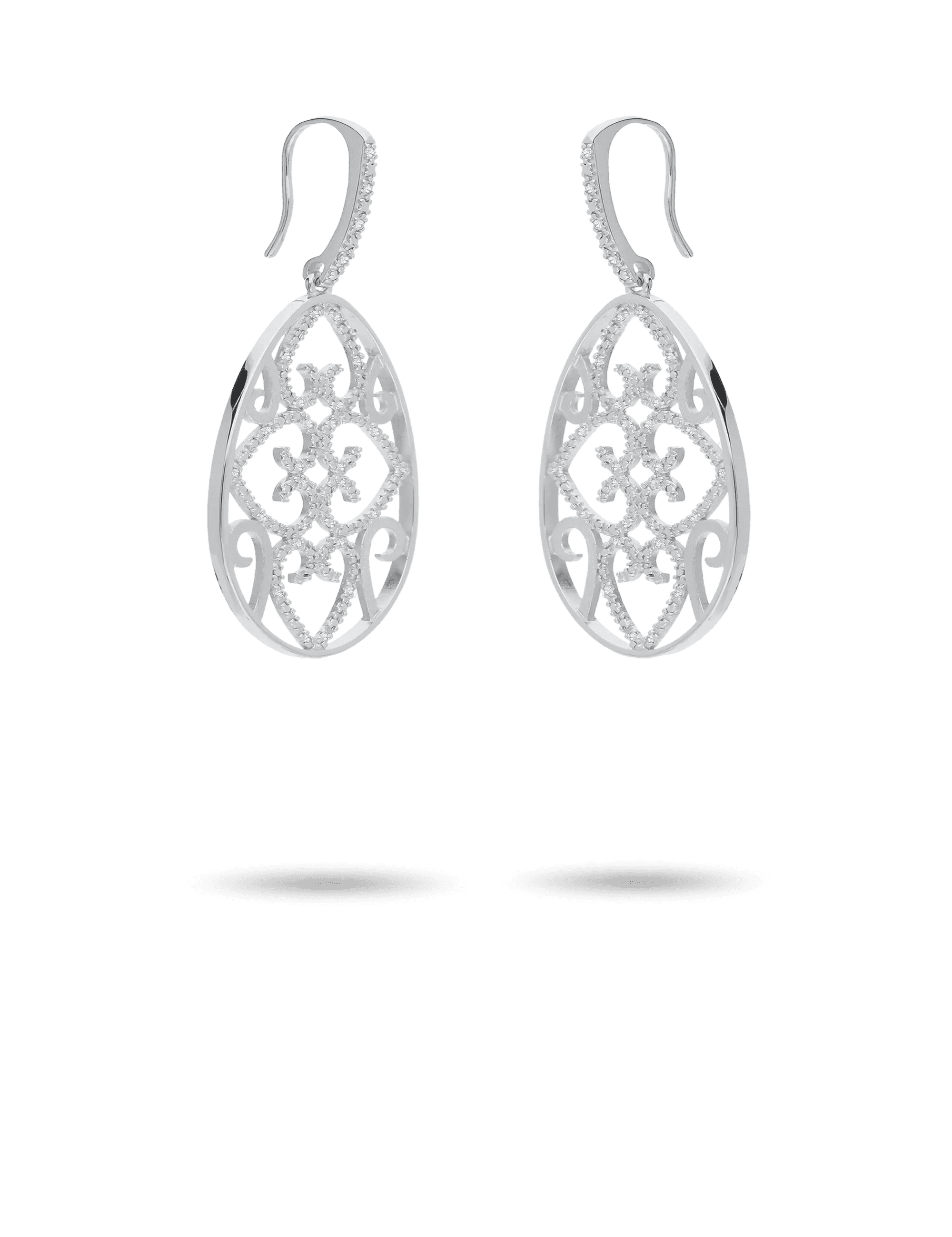 Ohrhaken, 925/- Silber rhodiniert mit Zirkonia