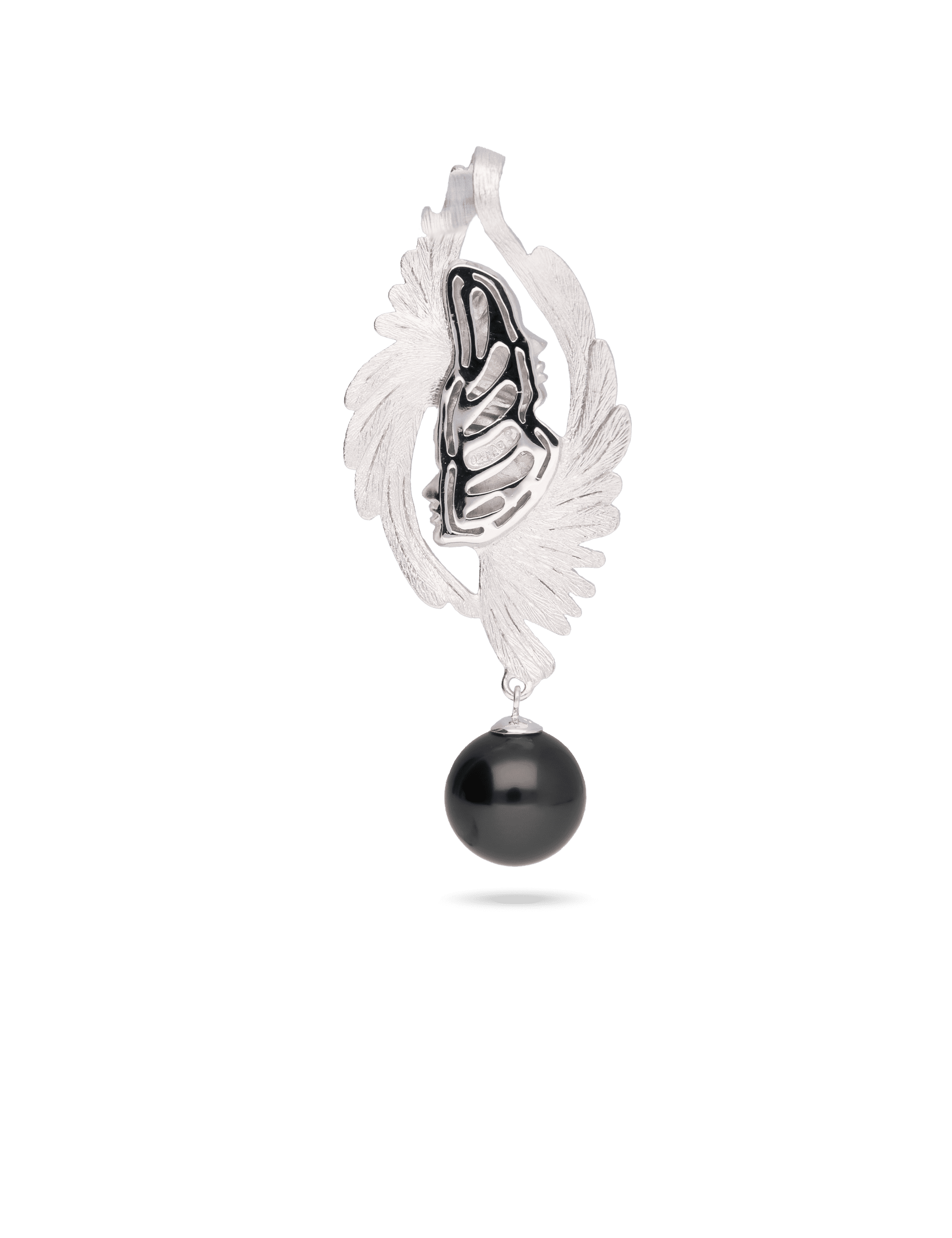 Anhänger 925/- Silber rhodiniert mit Perle 14mm