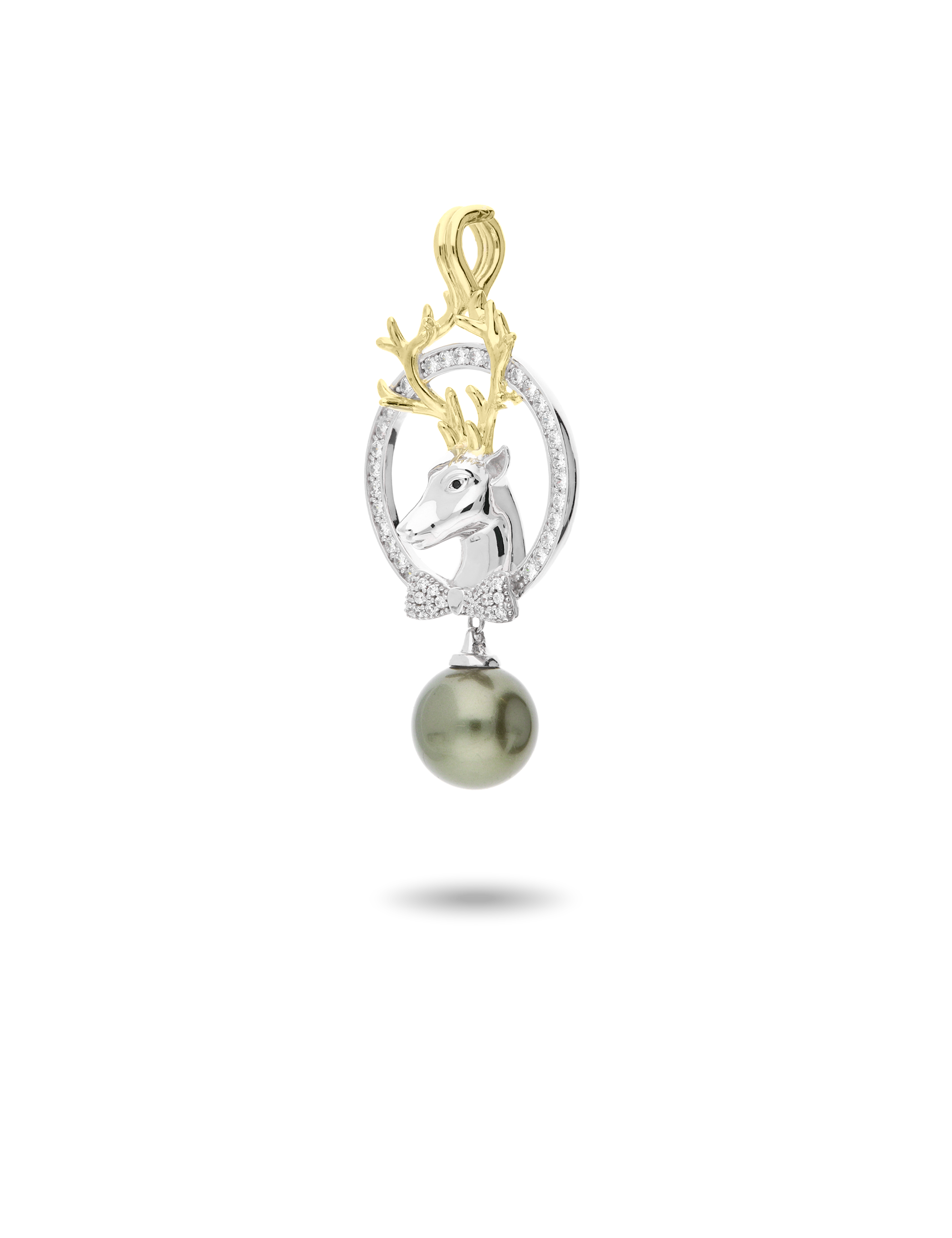 Anhänger Hirsch, 925/- Silber mit Perle