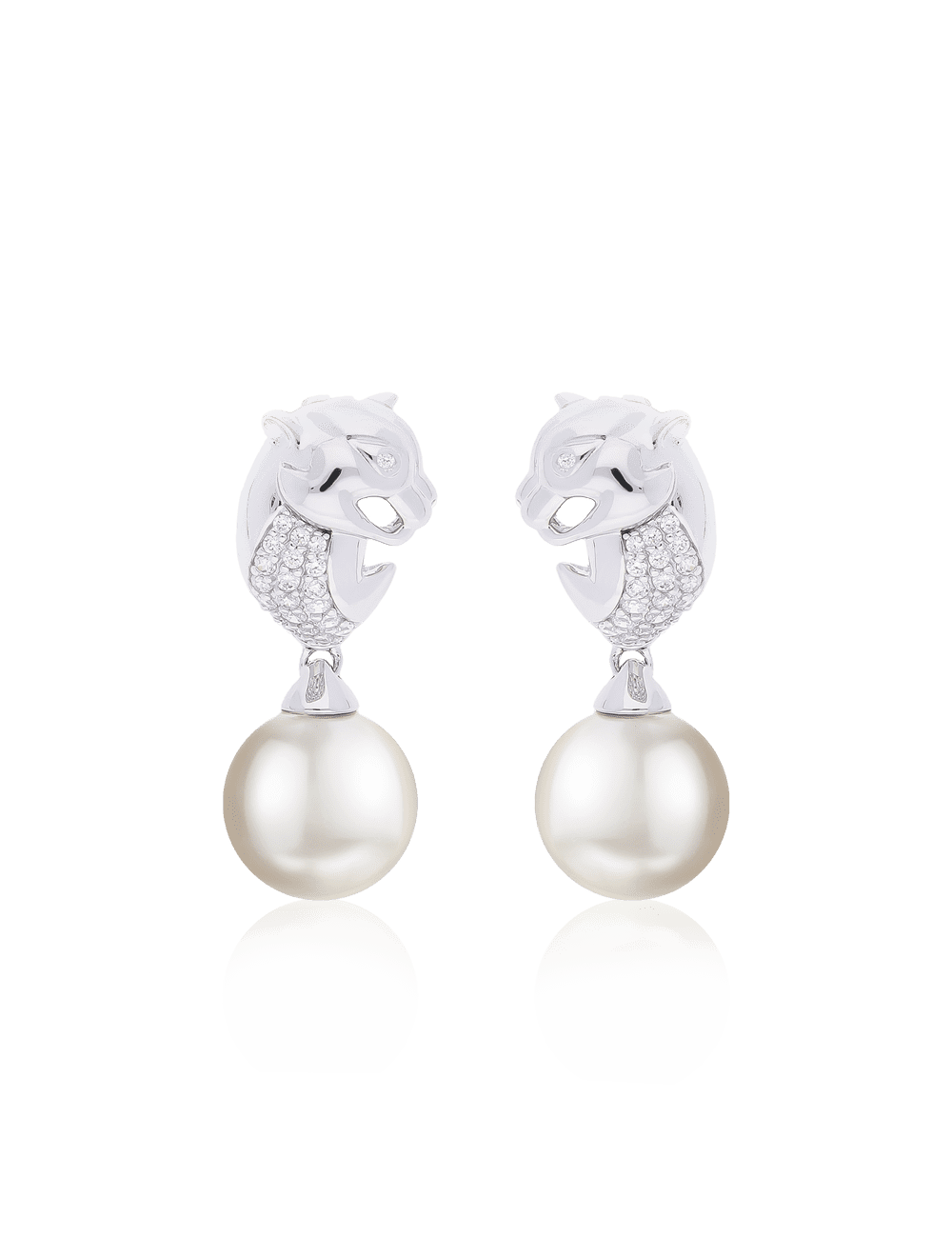Creolen Silber rhodiniert mit Perle