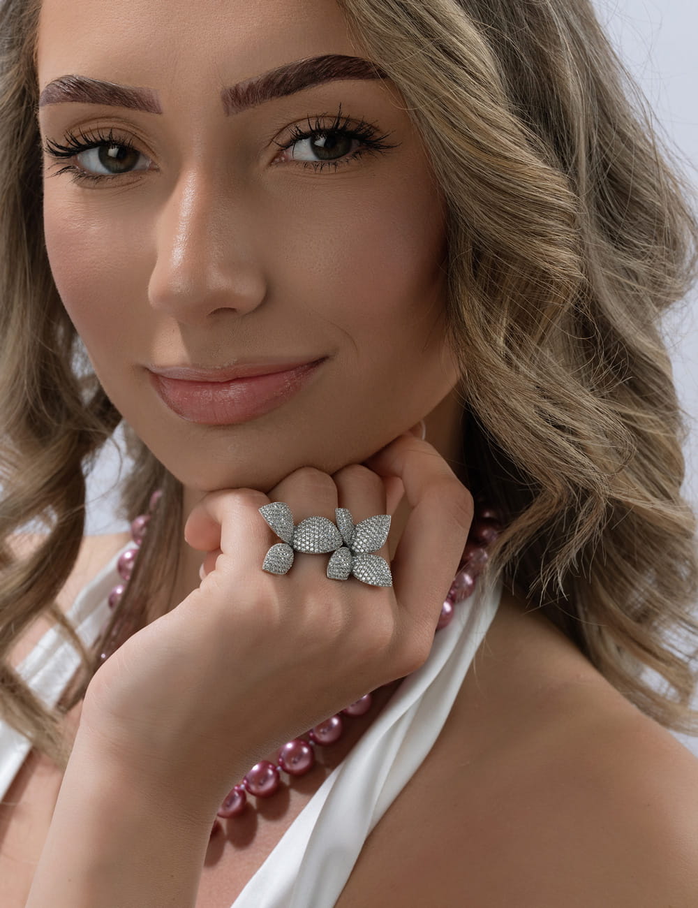 Ring "Blüten" 925/- Silber rhodiniert