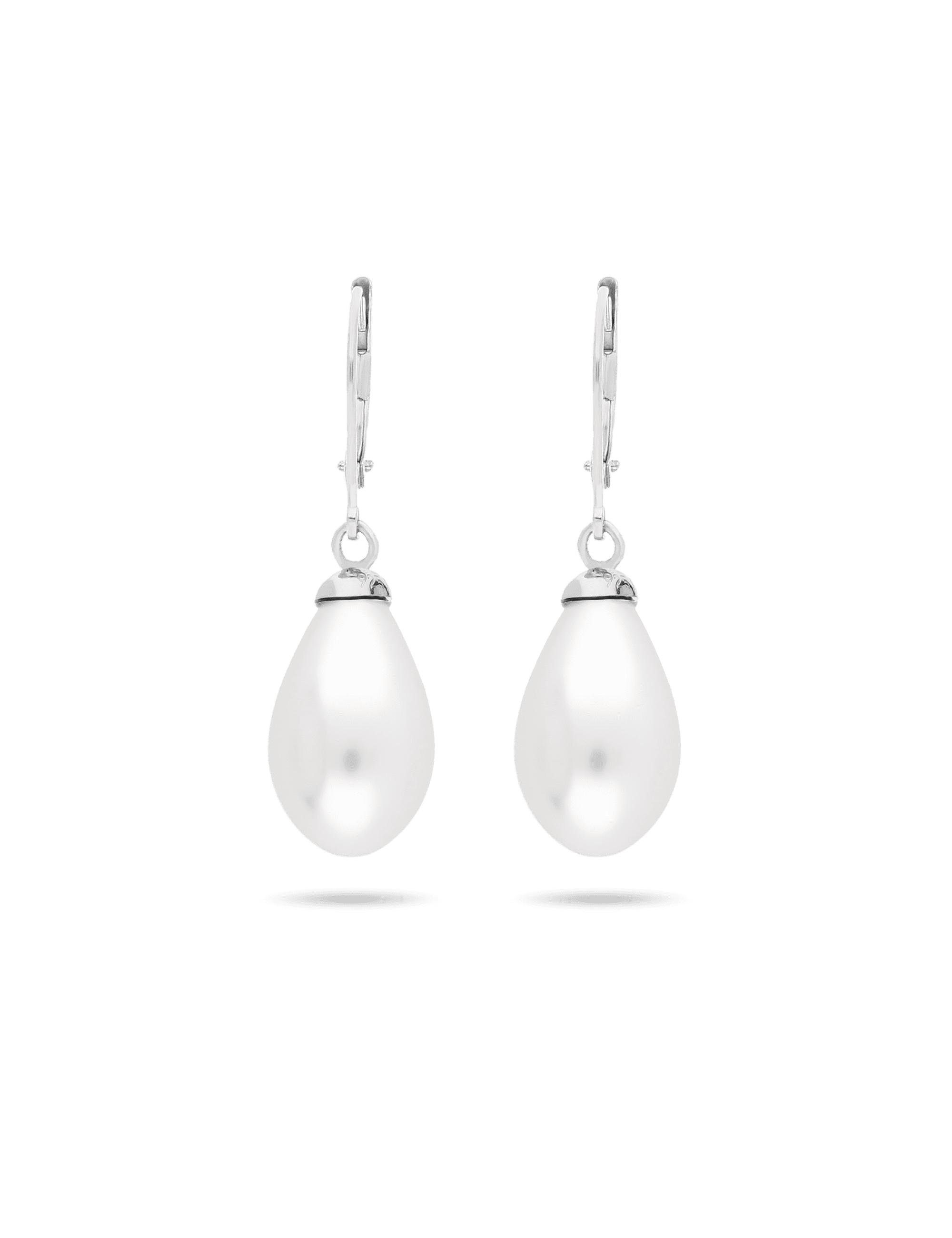 Essentials Ohrhänger 925/- Silber rhodiniert Tropfen 8x13mm weiß