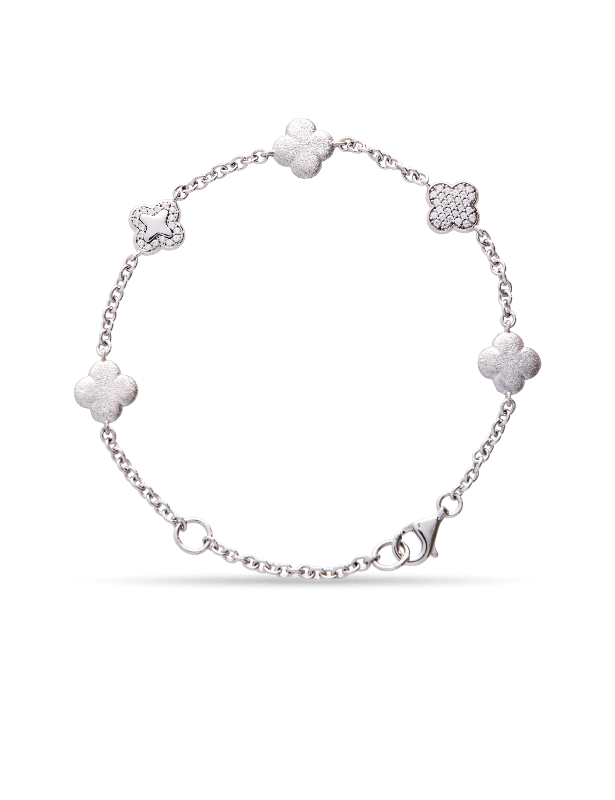 Modern Armband Blümchen, 925/- Silber rhodiniert