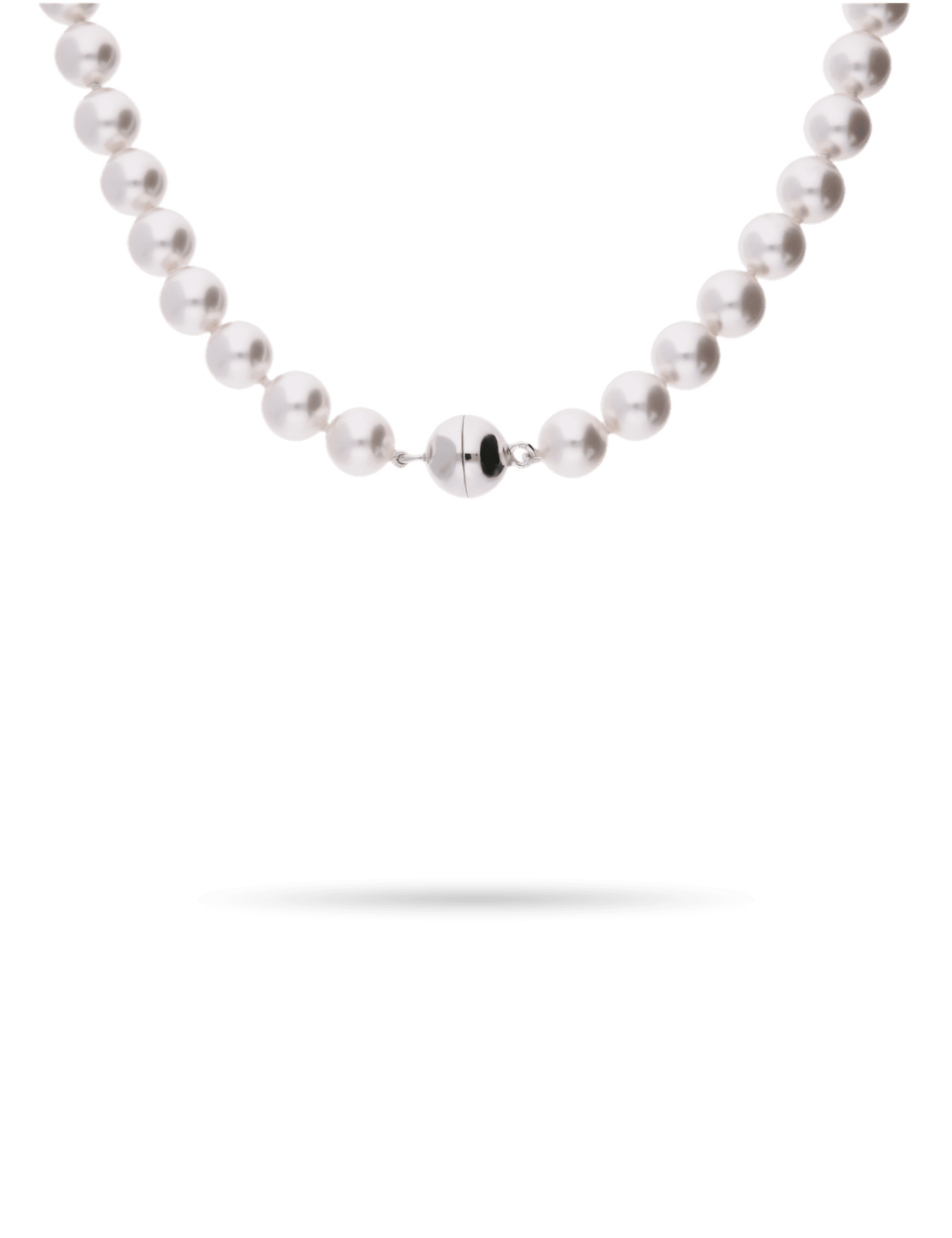 Perlenkette 10mm weiß mit Magnetverschluss rhodiniert 45cm