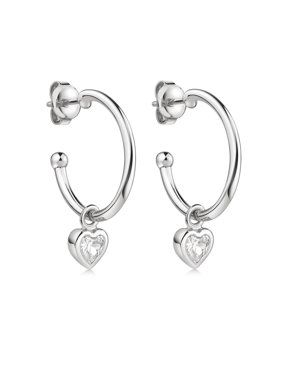 Creolen mit Herzeinhänger 925/- Silber rhodiniert