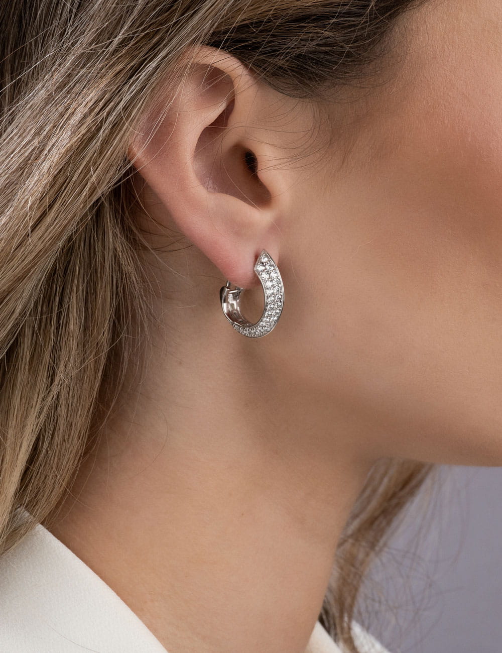 Clip-Stecker 925/- Silber rhodiniert mit Zirkonia