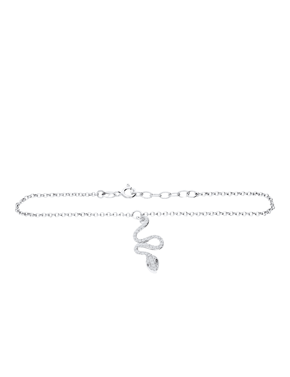 Armband - Fußkette rhodiniert "Schlange" 17+3 cm