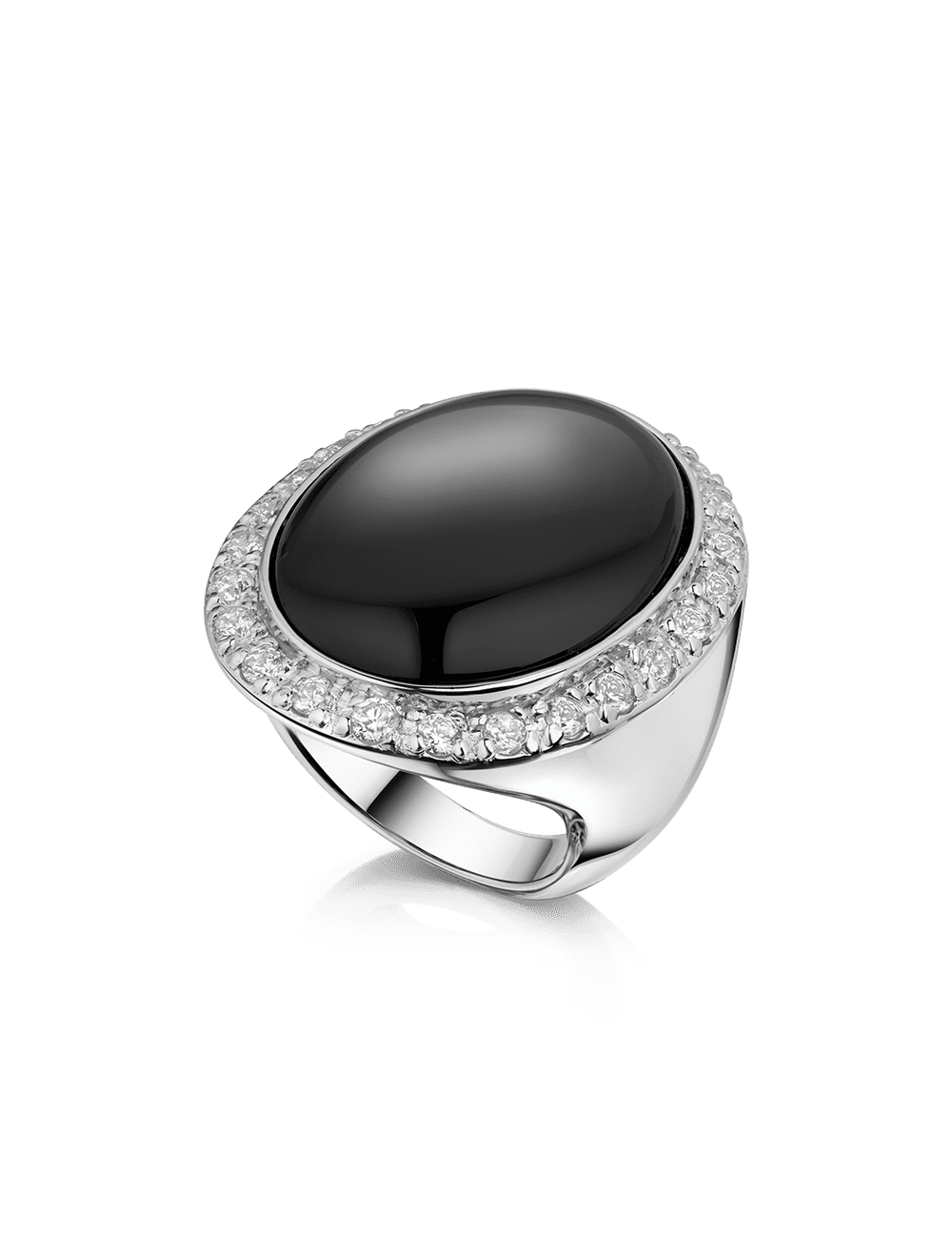 Ring 925/- Silber rhodiniert mit Onyx