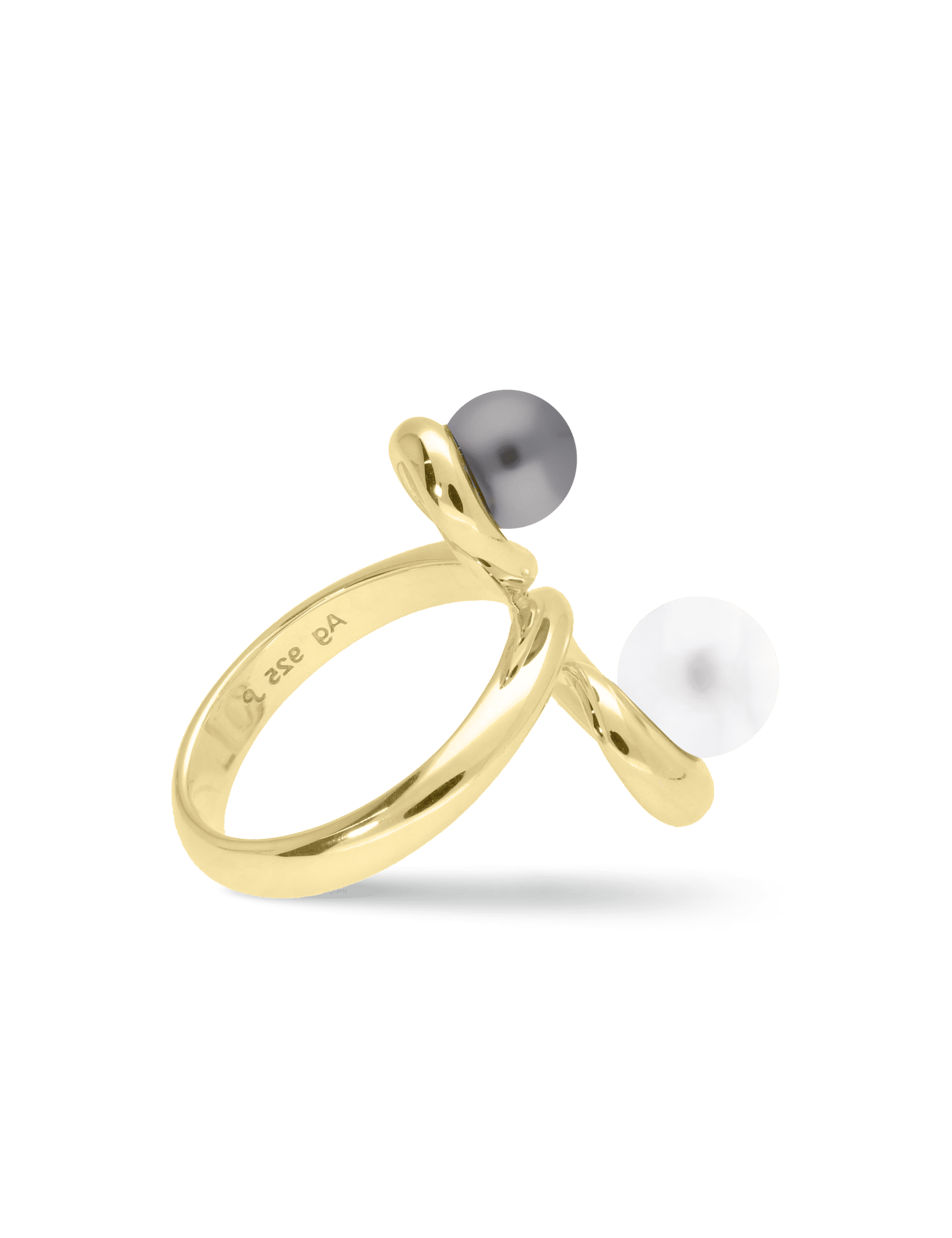 Ring, 925/- goldplattiert mit Perlen