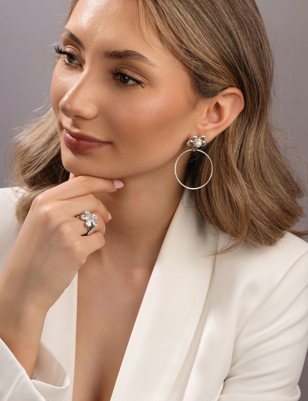 Ohrstecker "Blume" 925/- Silber rhodiniert